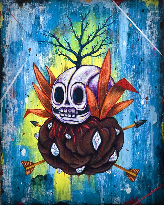 Bush Skull - 2013 Acrylic on wood panel