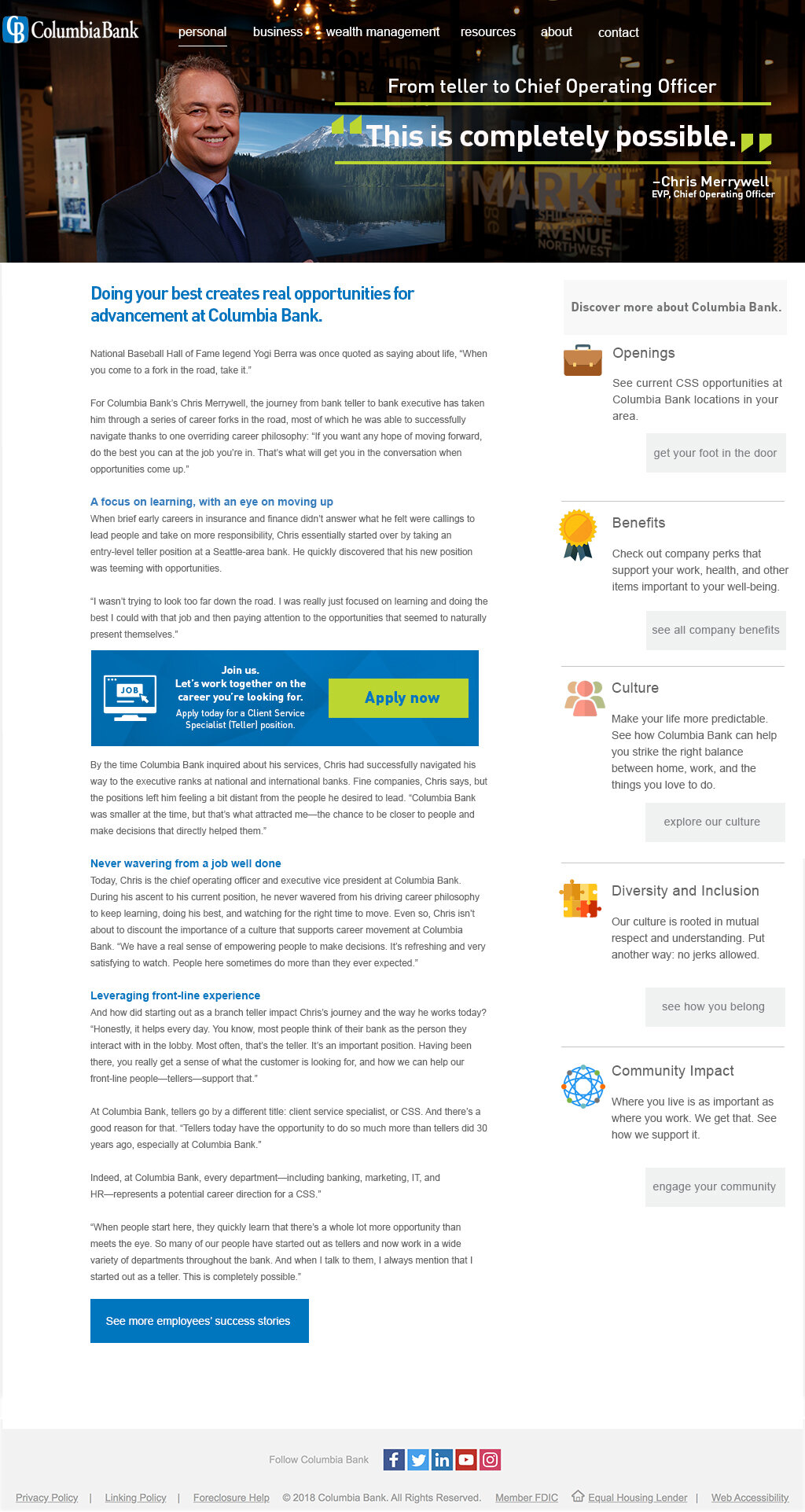 Employee Testimonial Landing Page