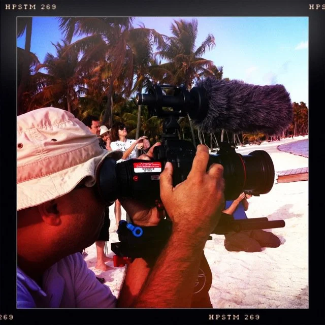 Very at home shooting on the beach.