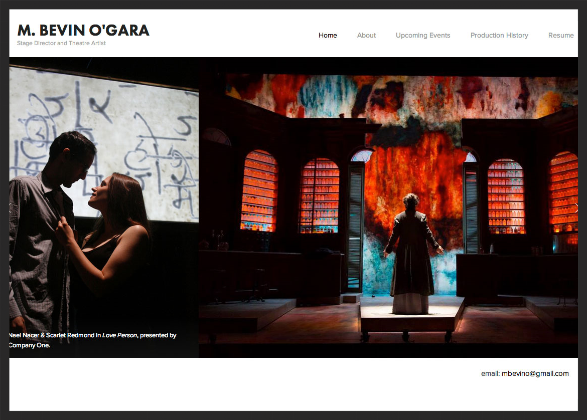 Director M. Bevin O'Gara ( mbevinogara.com ), managed with SquareSpace