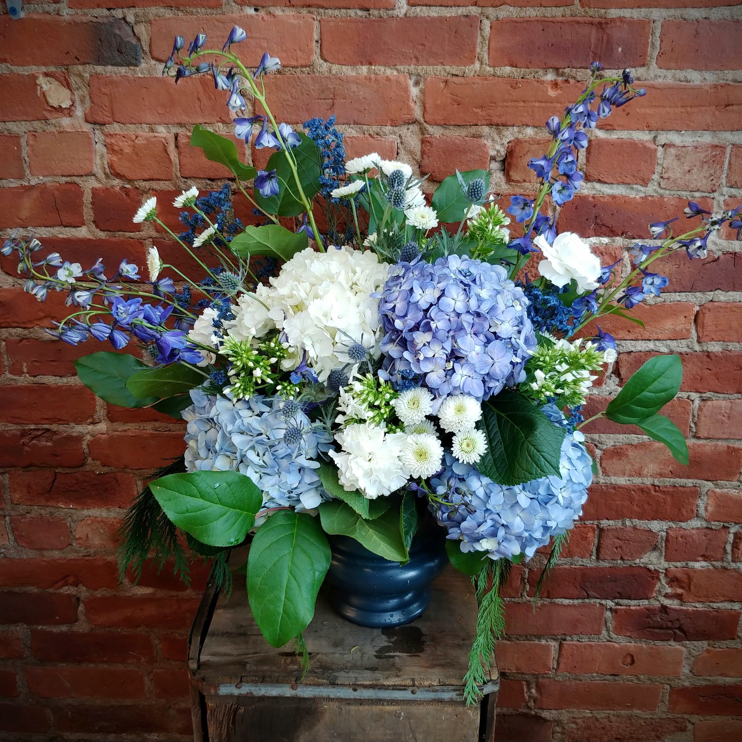 $125 Blue and White Floor Basket