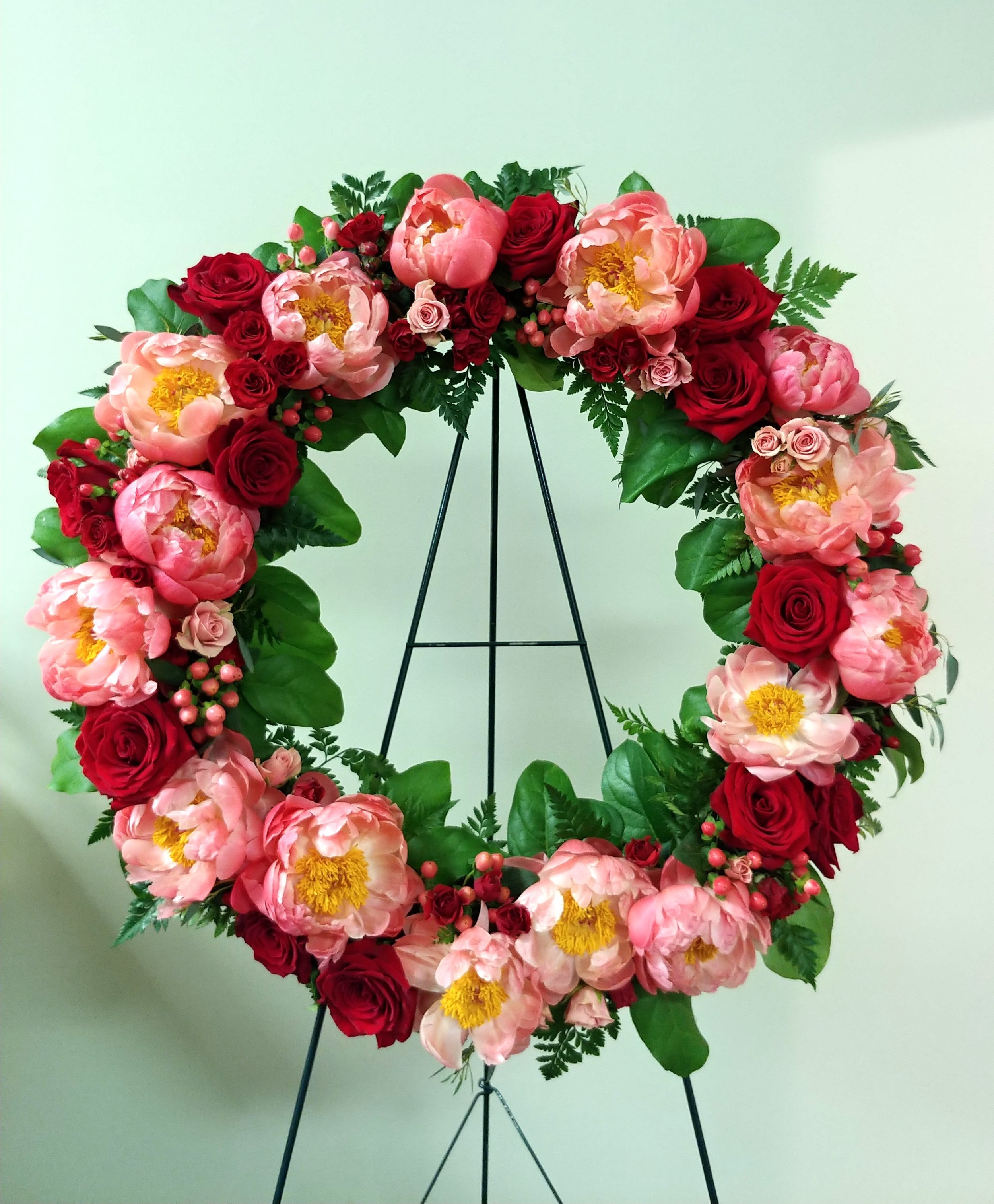 $400 Large wreath with Peonies and Red Roses 