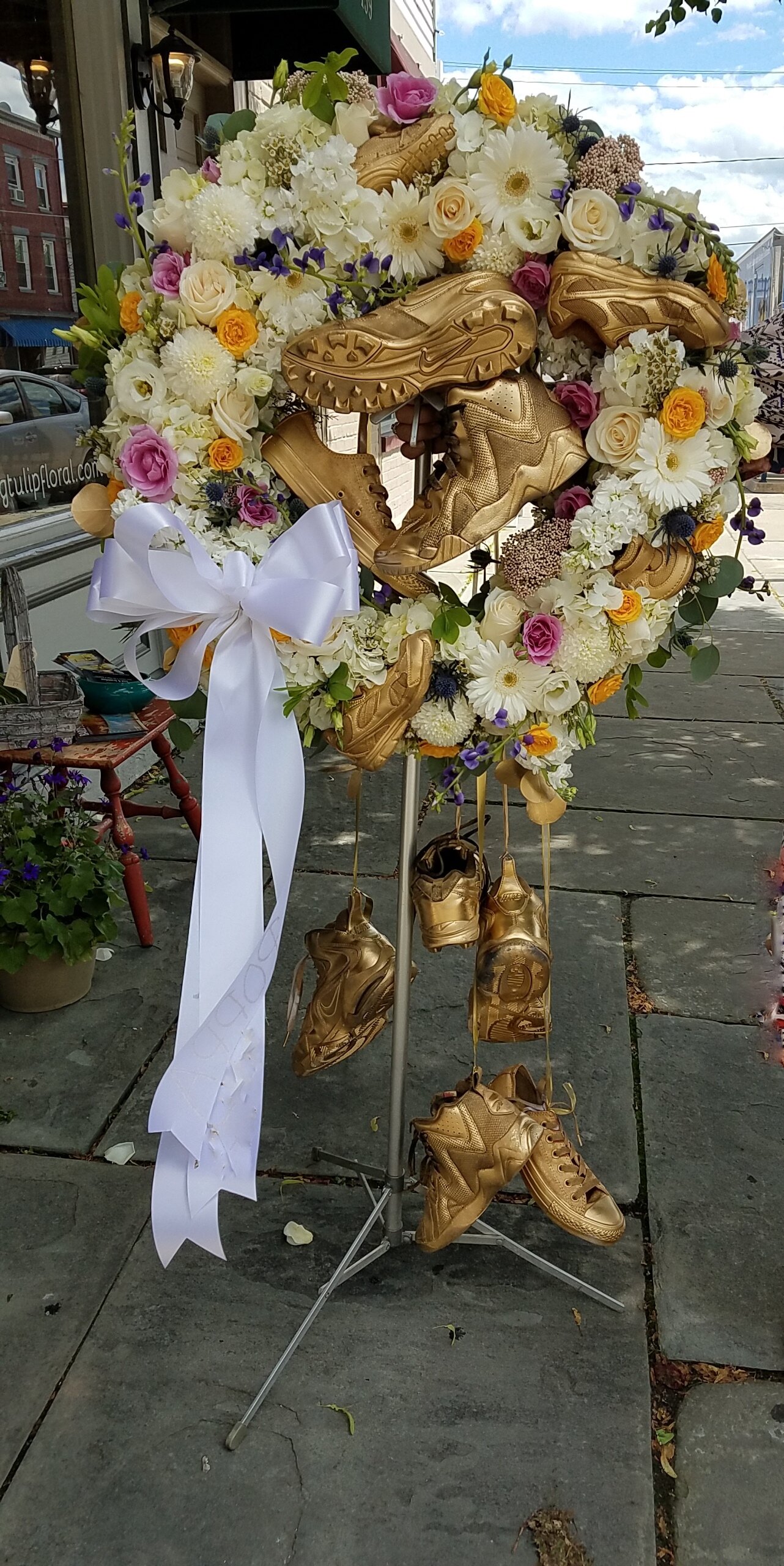 $400 Custom Wreath with Gold Shoes