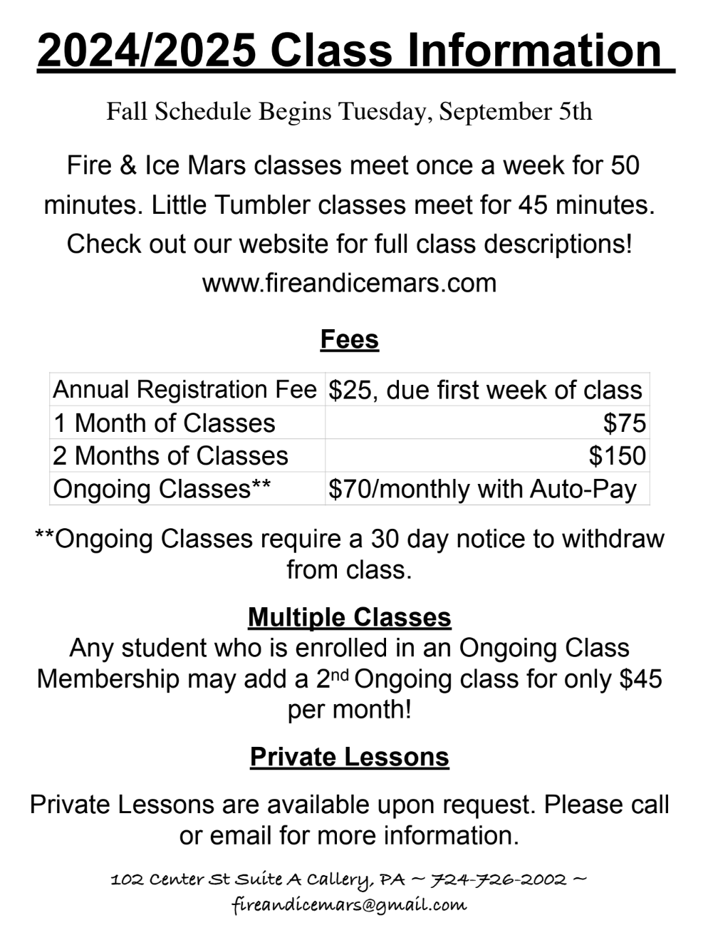 Classes — Fire and Ice Mars