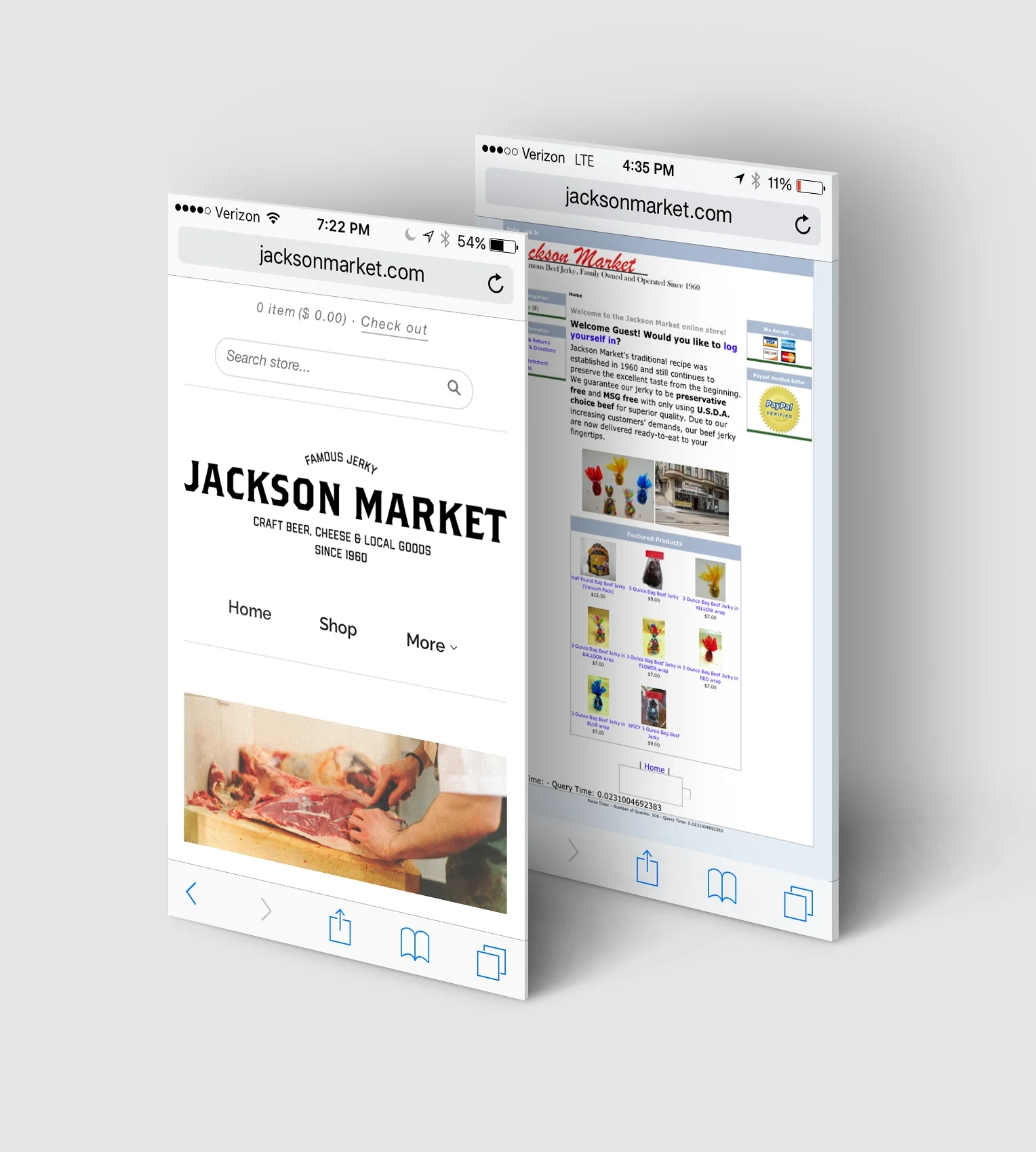 Jackson Market Website, Before & After