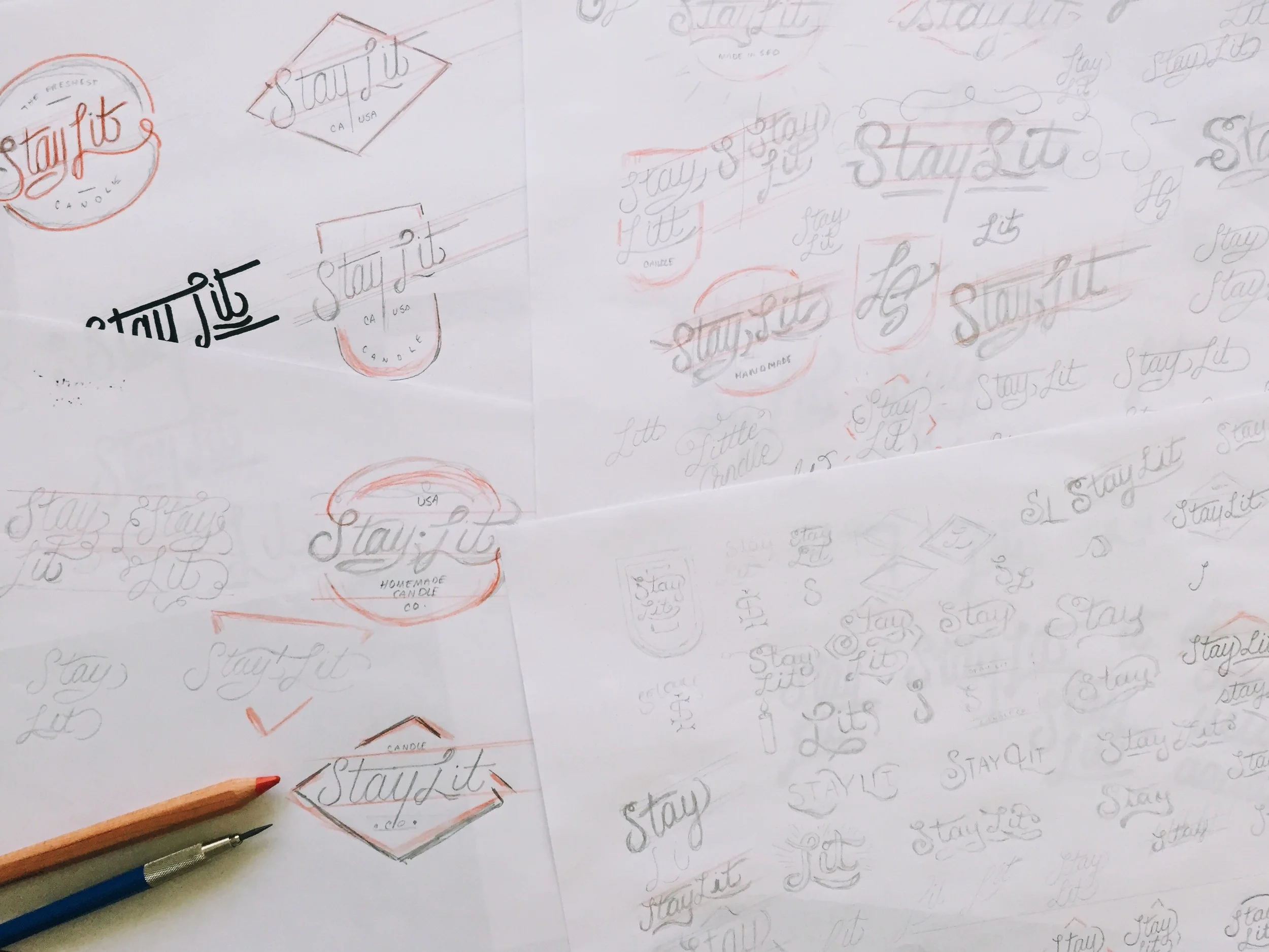 Initial sketches playing with style and shape