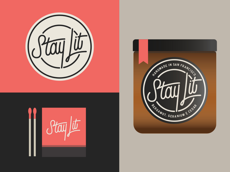 The final label design, candle & matchbook mock up
