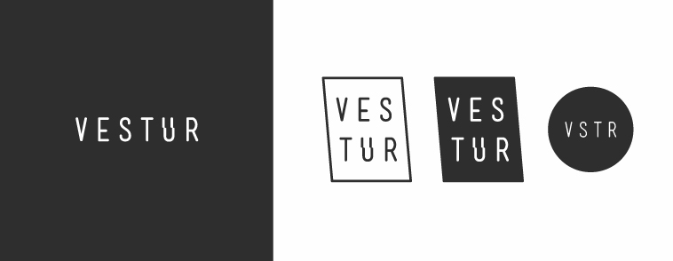Vestur wordmark and supporting brand marks