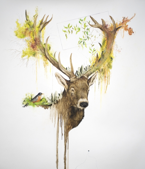 "Season", 41" x 29.5", mixed media on primed paper, 2015