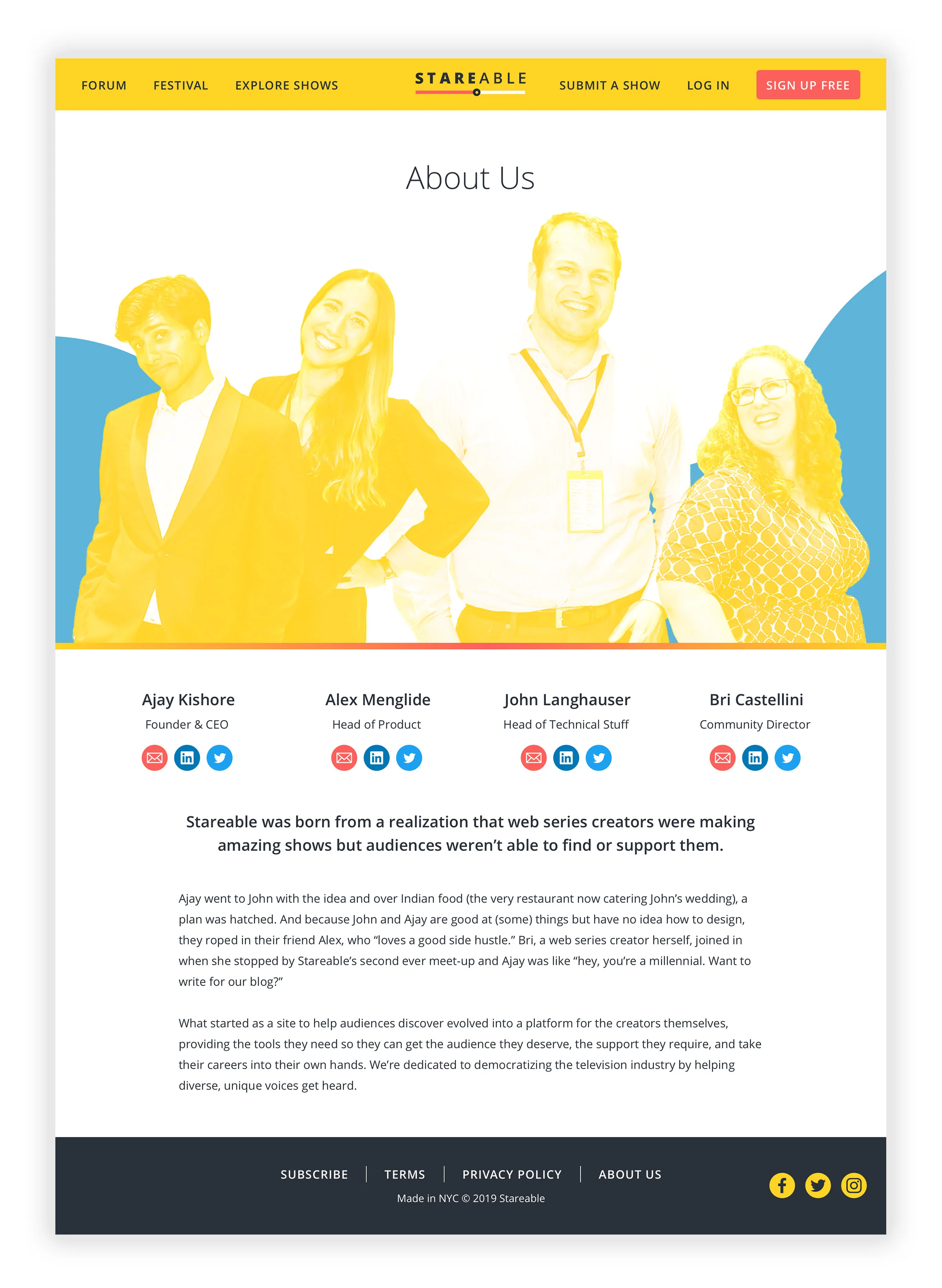 New About Us page