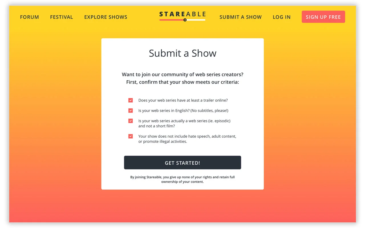 Show submission criteria