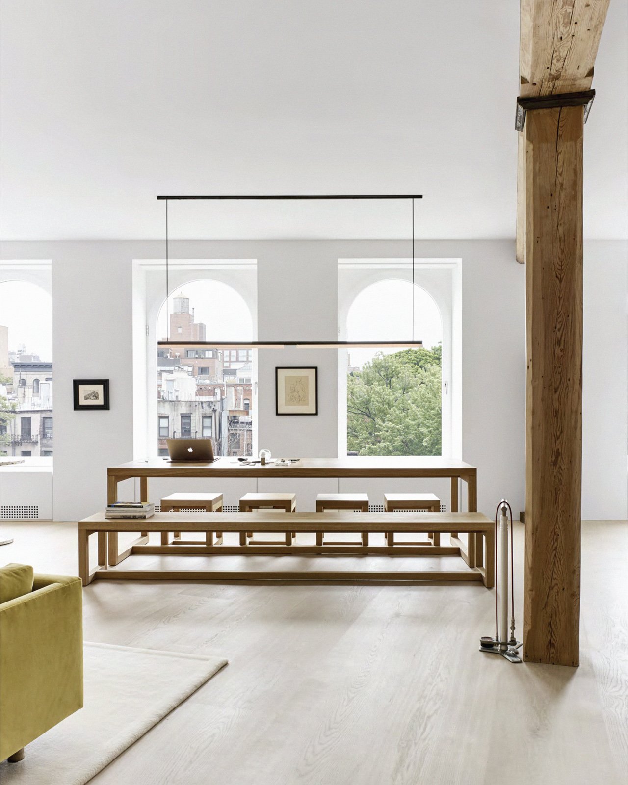 aluminum metal minimalist modern tube light pendant by Michael Anastassiades