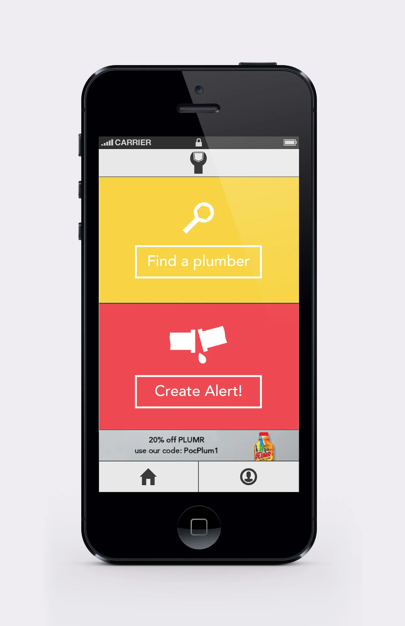 Pocket Plumber customer home screen