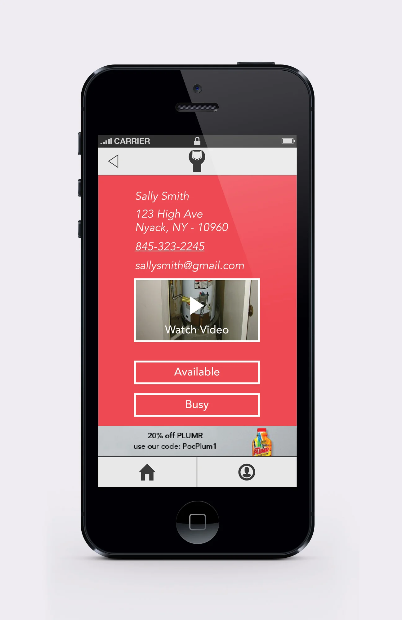 Pocket Plumber plumber alert details screen