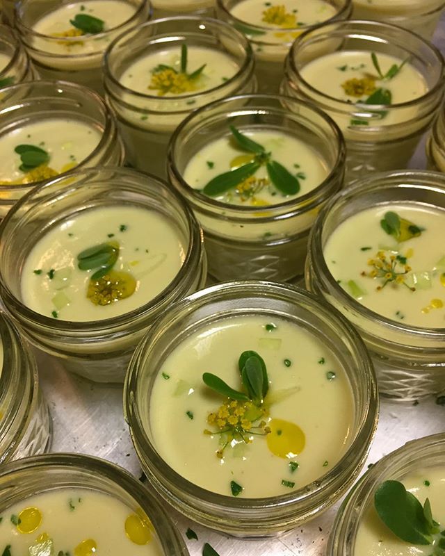 Cucumber marcona almond gazpacho #farmdinner #farmtotable #claverachfarm