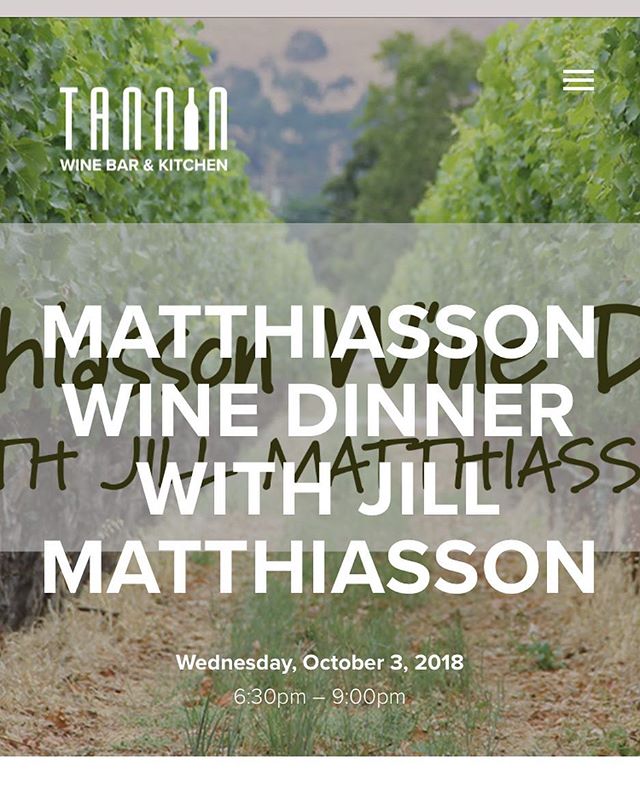 Matthiasson Wine Dinner next Wednesday at @tanninkc ! Reserve your seats while they last. Link in profile. #naturalwine #napawine #jamesbeard #napa @matthiasson_wine