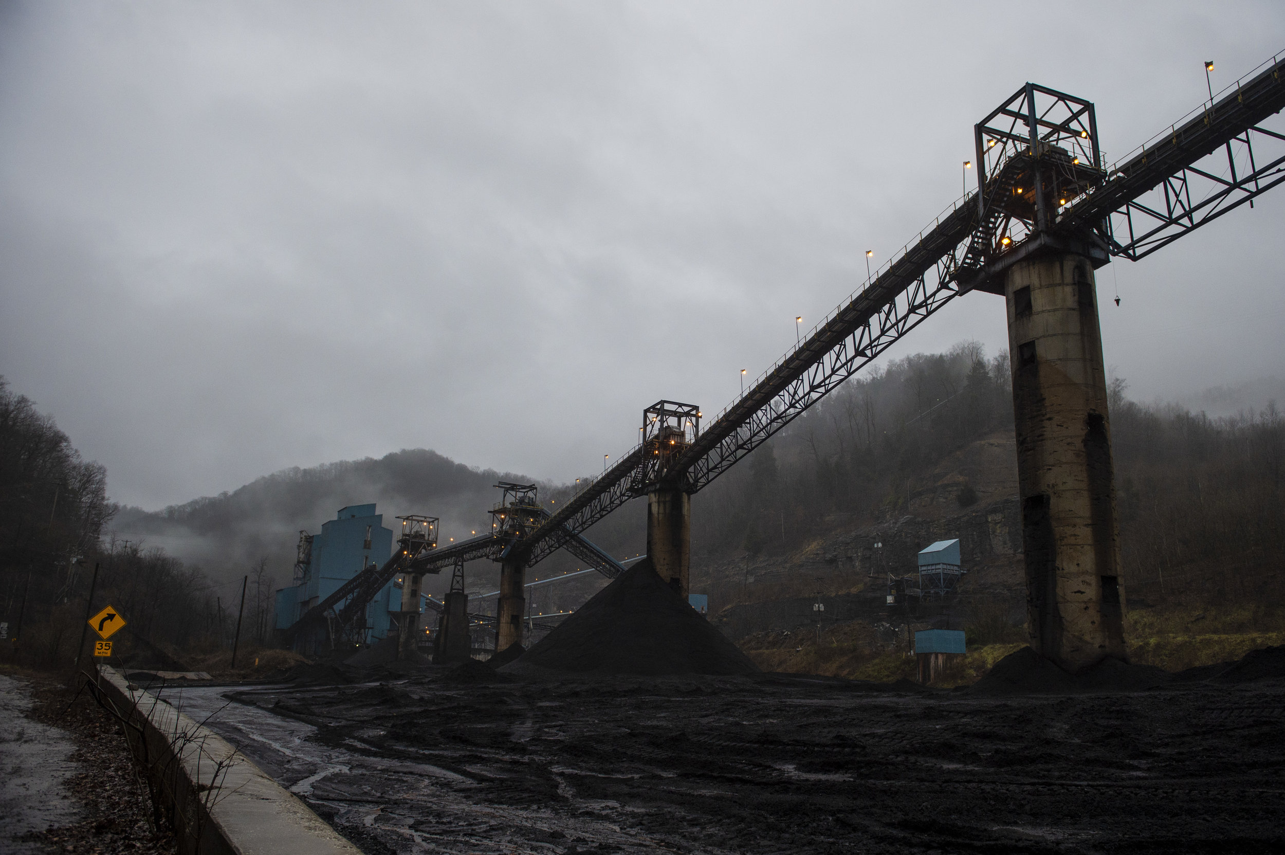  Rain or snow, fog or ice, a coal processing plant along Kentucky Highway 194 continues to operate on Friday, January 17. 
