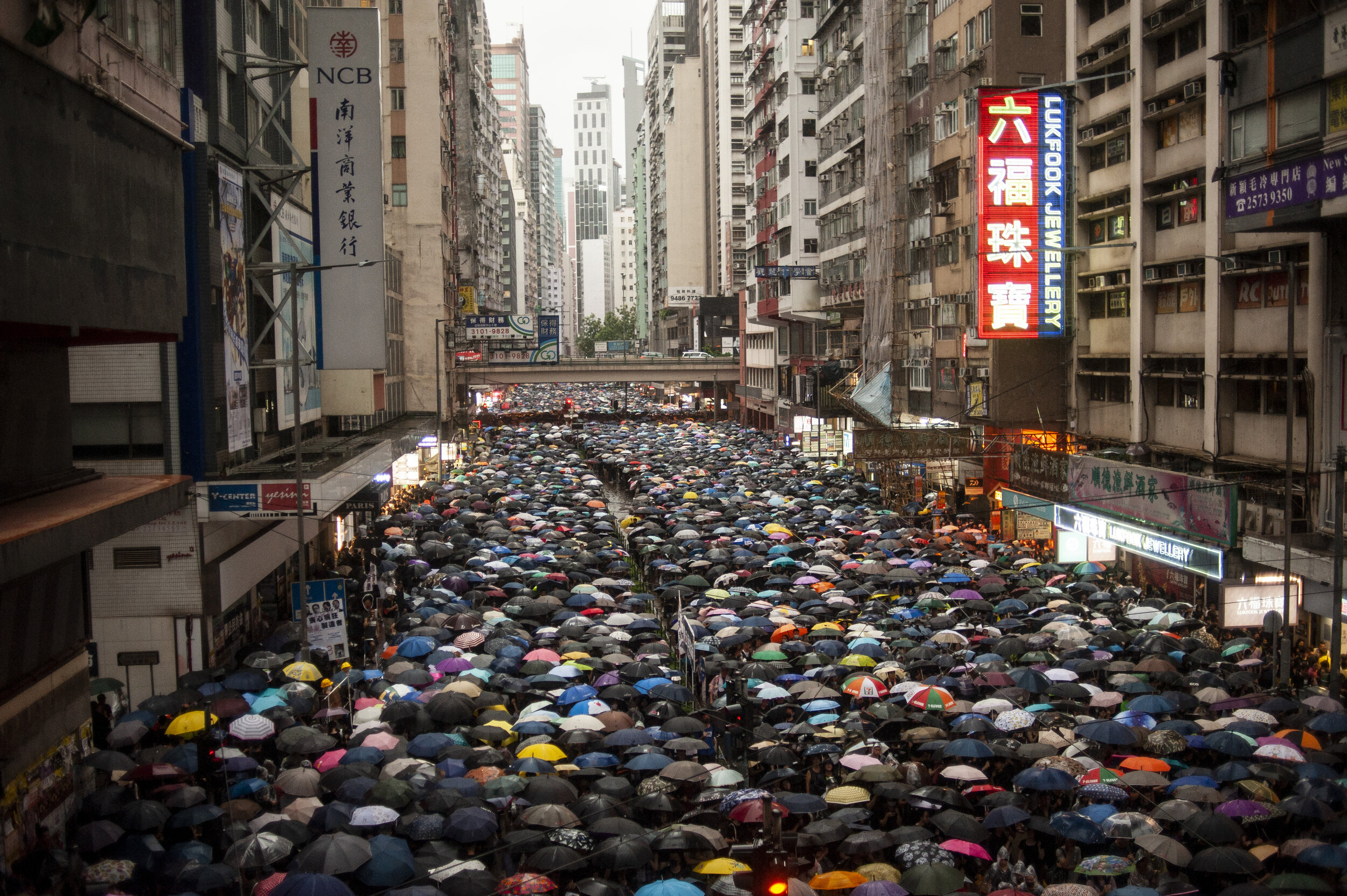  Nearly 2 million people flood the streets of Hong Kong Island as they march from Victoria Park to Wan Chai during a protest against police brutality and the extradition bill on August 18, 2019.  