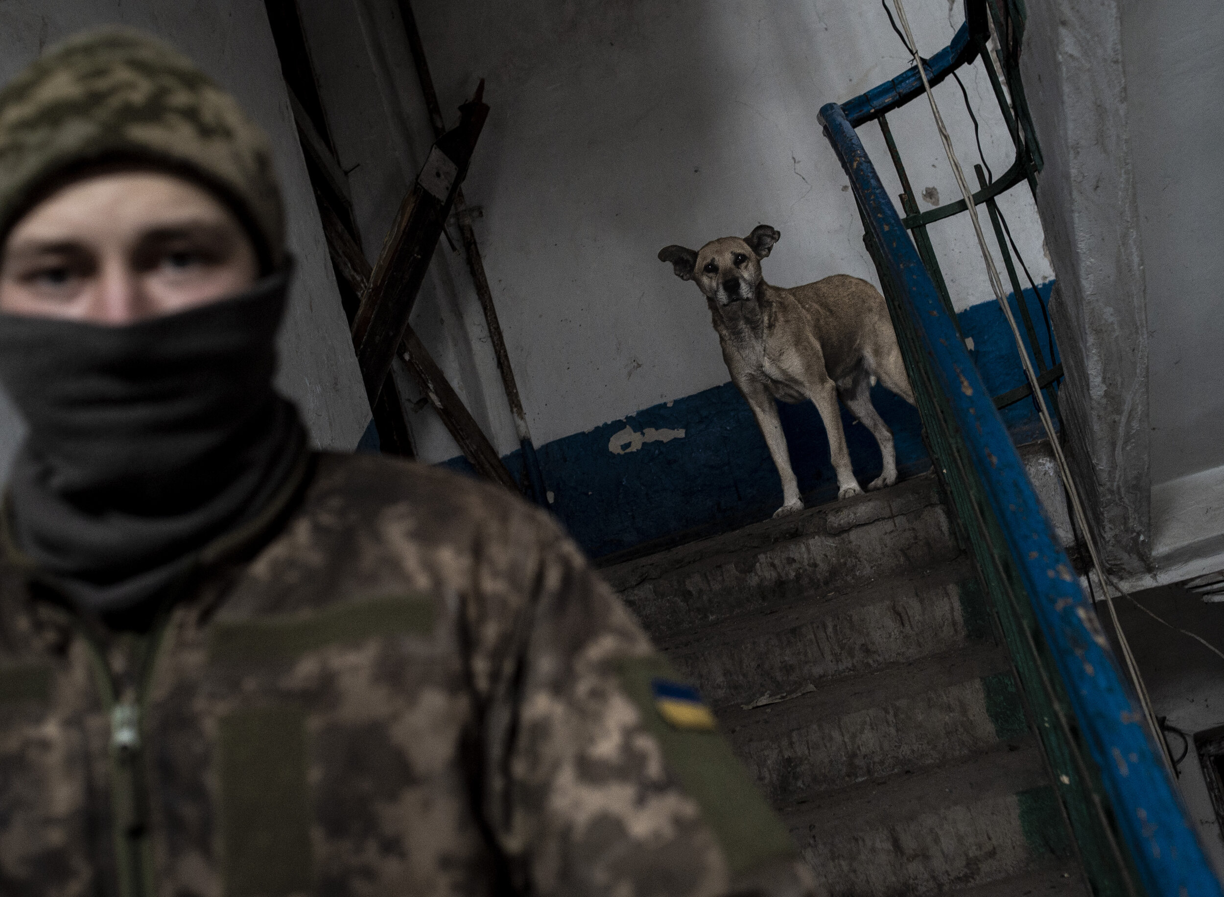  A Ukrainian soldier heads out to take up his guard shift at ‘Point Zero’ on February 27, 2019. 