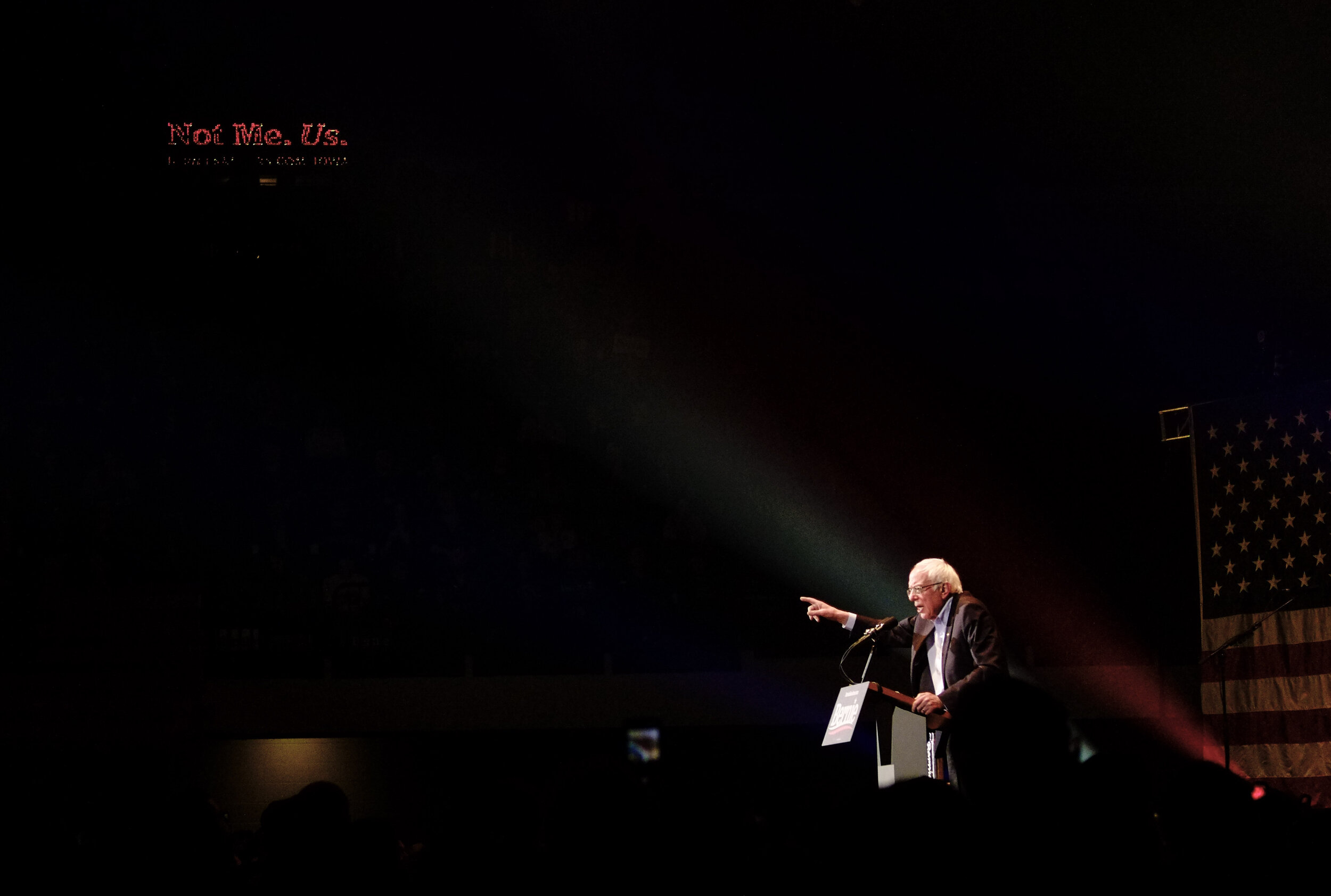  Democratic candidate Bernie Sanders delivers a speech during a rally in Cedar Rapids, Iowa before the Iowa Caucuses on February 1, 2020.  