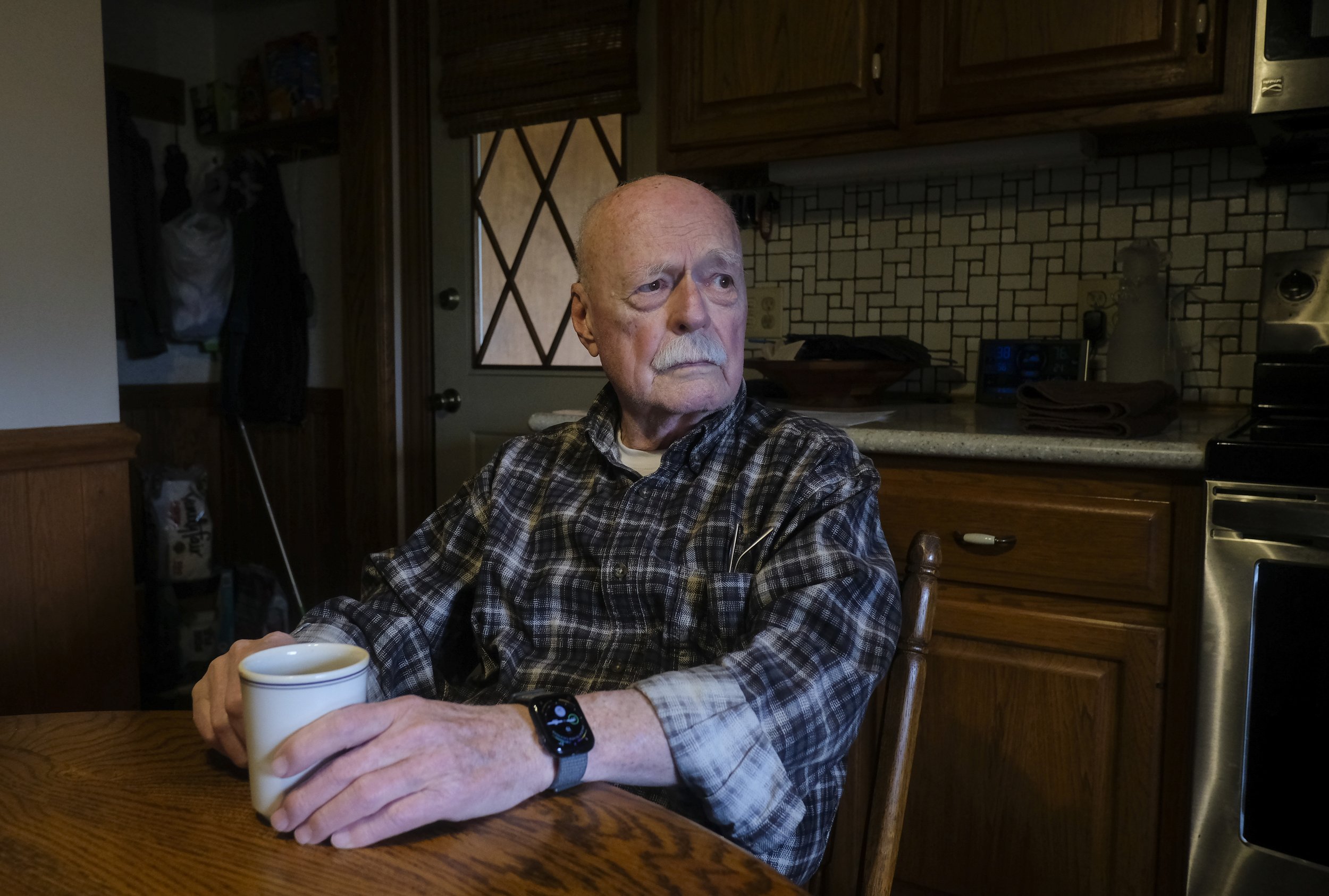  Charlie Hutchens poses for a portrait at his home in East Palestine on Saturday, February 18, 2023. Charlie was one of hundreds off residents on the Eastern side of town who were forced to evacuate after a Norfolk Southern train carrying toxic chemi