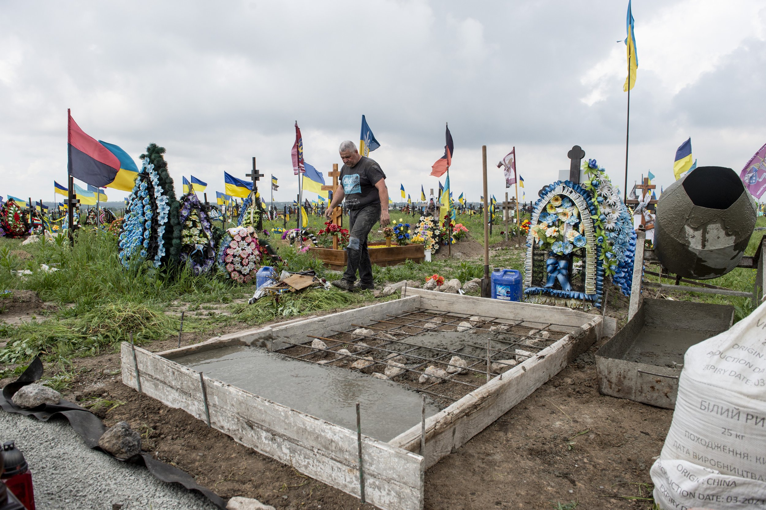  A grave is constructed in a military graveyard in Dnipro, Ukraine on May 27, 2023. A year into Russia’s invasion of Ukraine every community in Ukraine has experienced the pain of loss and war, both Russia and Ukraine keep their casualty figures secr