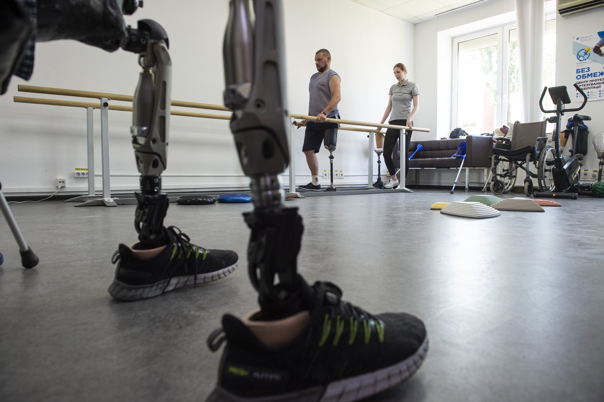  Rehabilitation at the Without Limits Clinic for soldiers and civilians who have lost their limbs during the war on June 20, 2023. The rate of amputation is staggering as landmines, fpv drones, and constant fighting continue to define the frontlines 