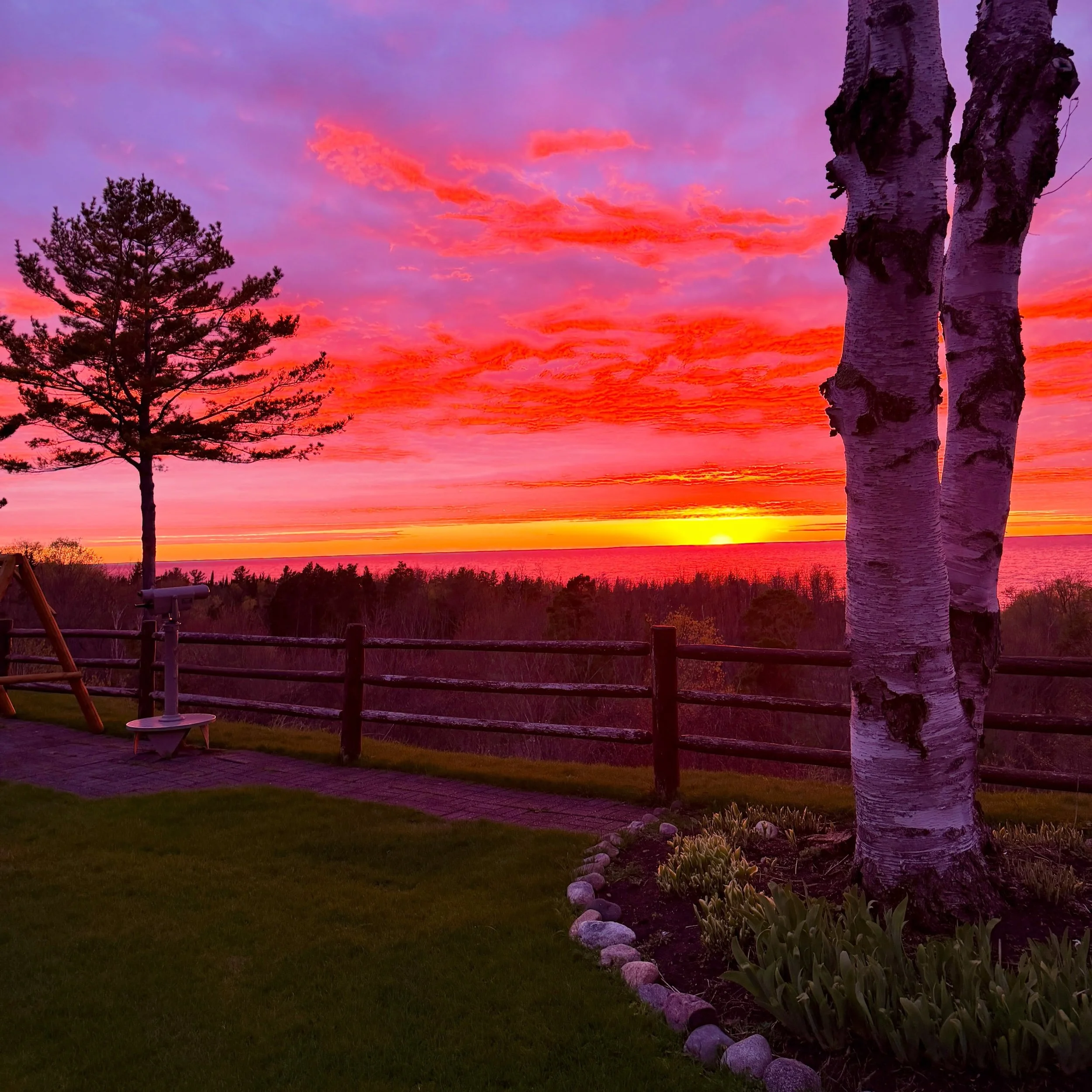 A sunset like this, this early&hellip;you know we&rsquo;re in for a spectacular season! Looking forward to welcoming you back to historic @legsinn on Friday May 22. #legsinn #crossvillage #harborsprings #puremichigan #m119