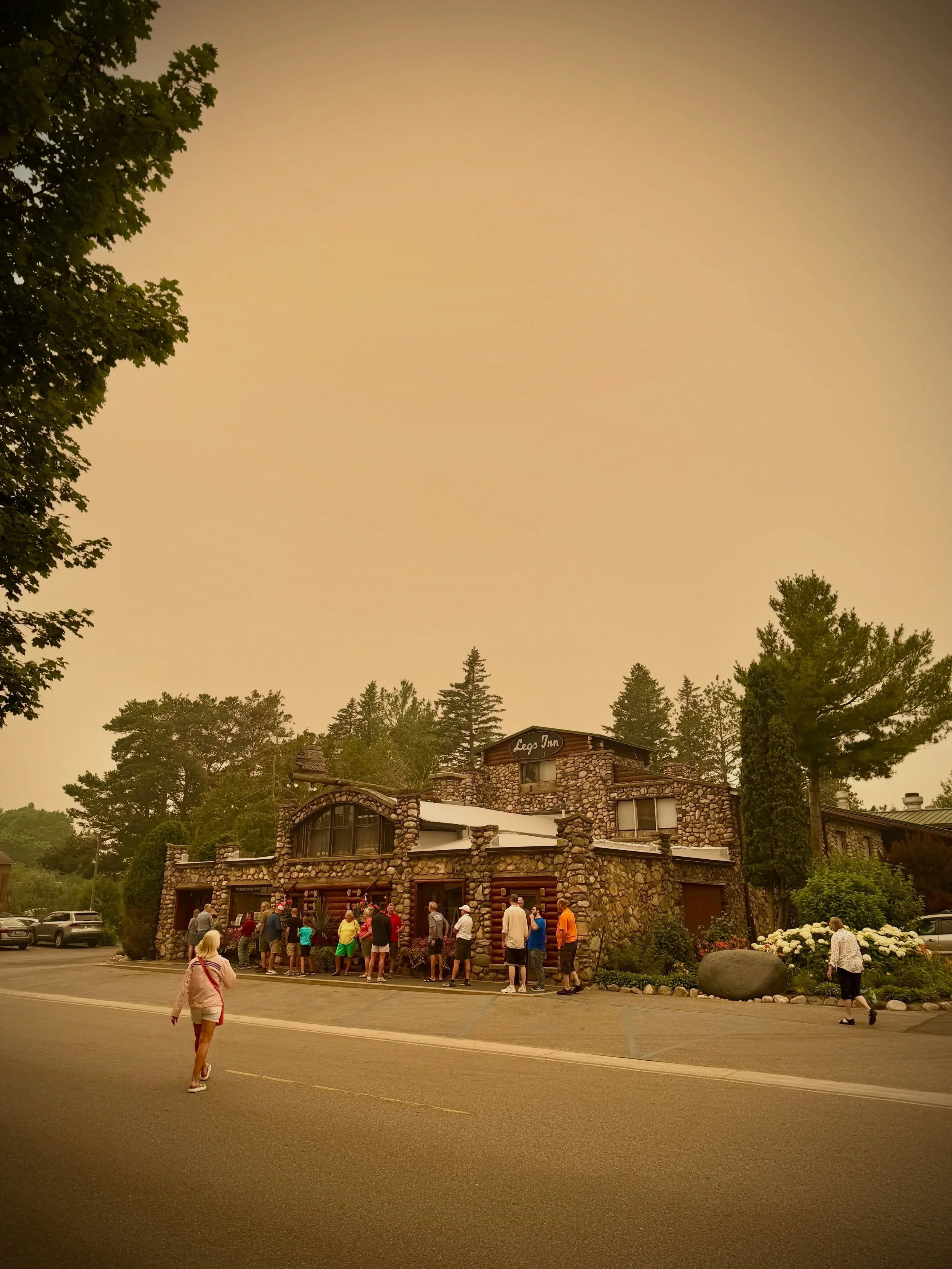 LEGS INN is STILL OPEN DAILY 12&ndash;9 PM (closed Tue) for LUNCH &amp; DINNER. As Canadian wildfire smoke continues to impact N. Michigan, we&rsquo;re welcoming guests INDOORS. Stay safe - we hope to be back in the garden soon! 🌿 #legsinn #crossvil