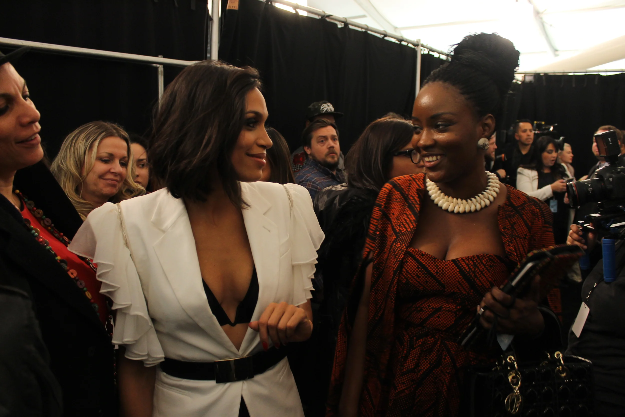 We chopped it up with Rosario Dawson and her lovely mom.