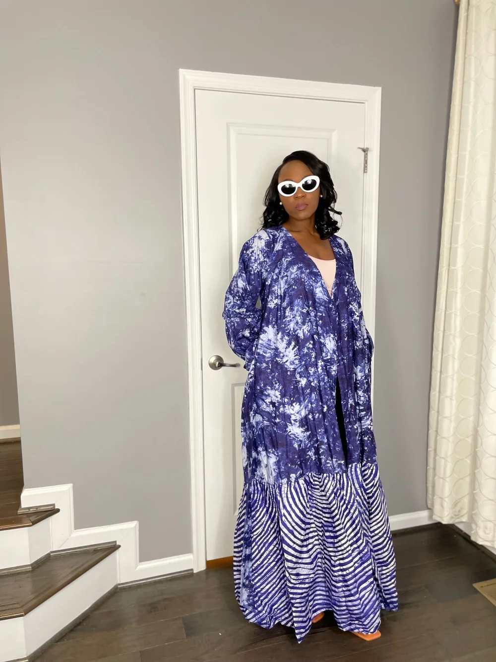 chinese dress ladies Atunke adire ruffle dress – DESIGN FOR LOVE main image 1