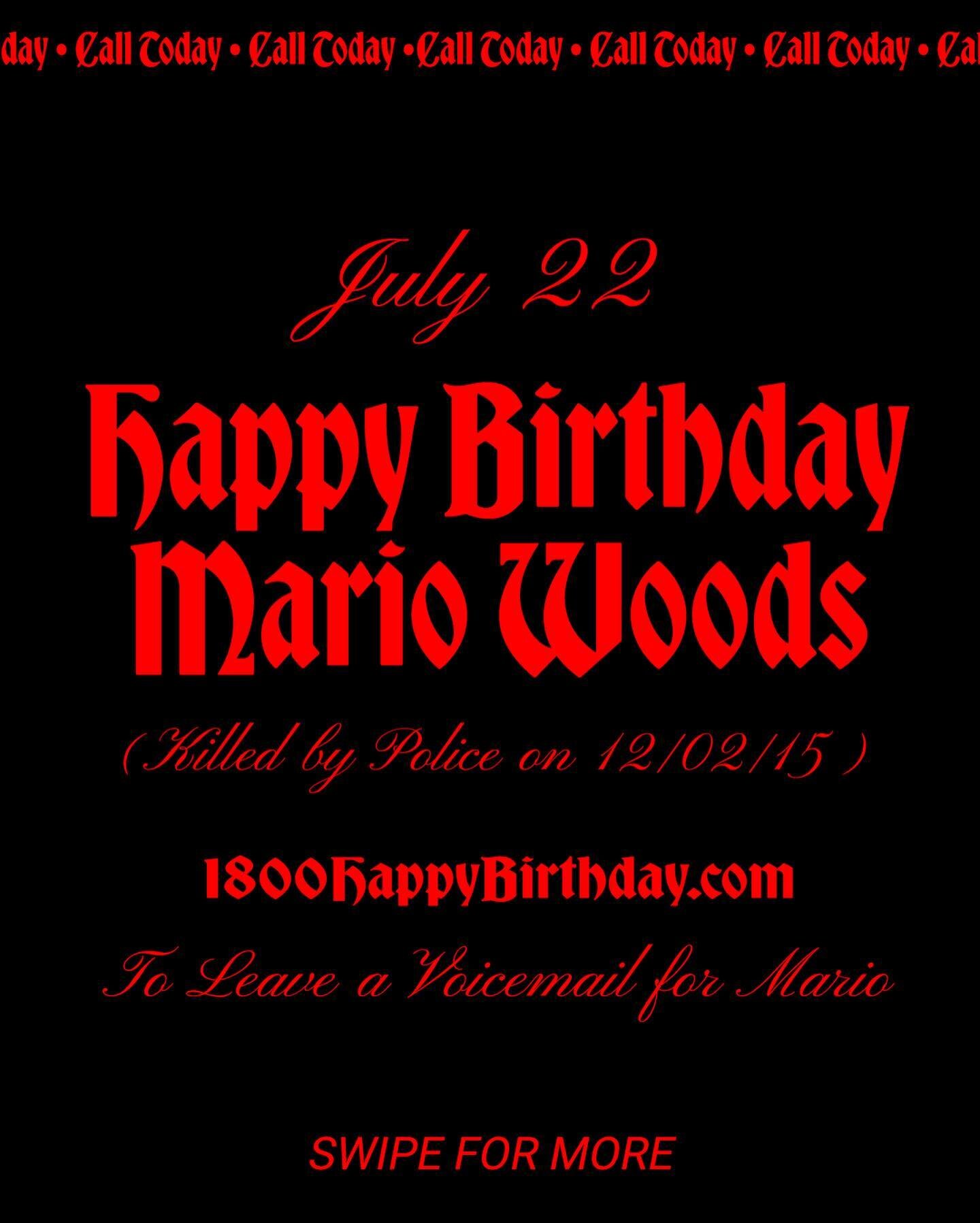 @evenoddfilms has launched @1800happybirthday where you can leave voicemails for the families of victims of police killings and systemic racism. 📞📞📞 Call today by visiting 1800HappyBirthday.com. Leave a voicemail for Mario Woods. Mario was killed 