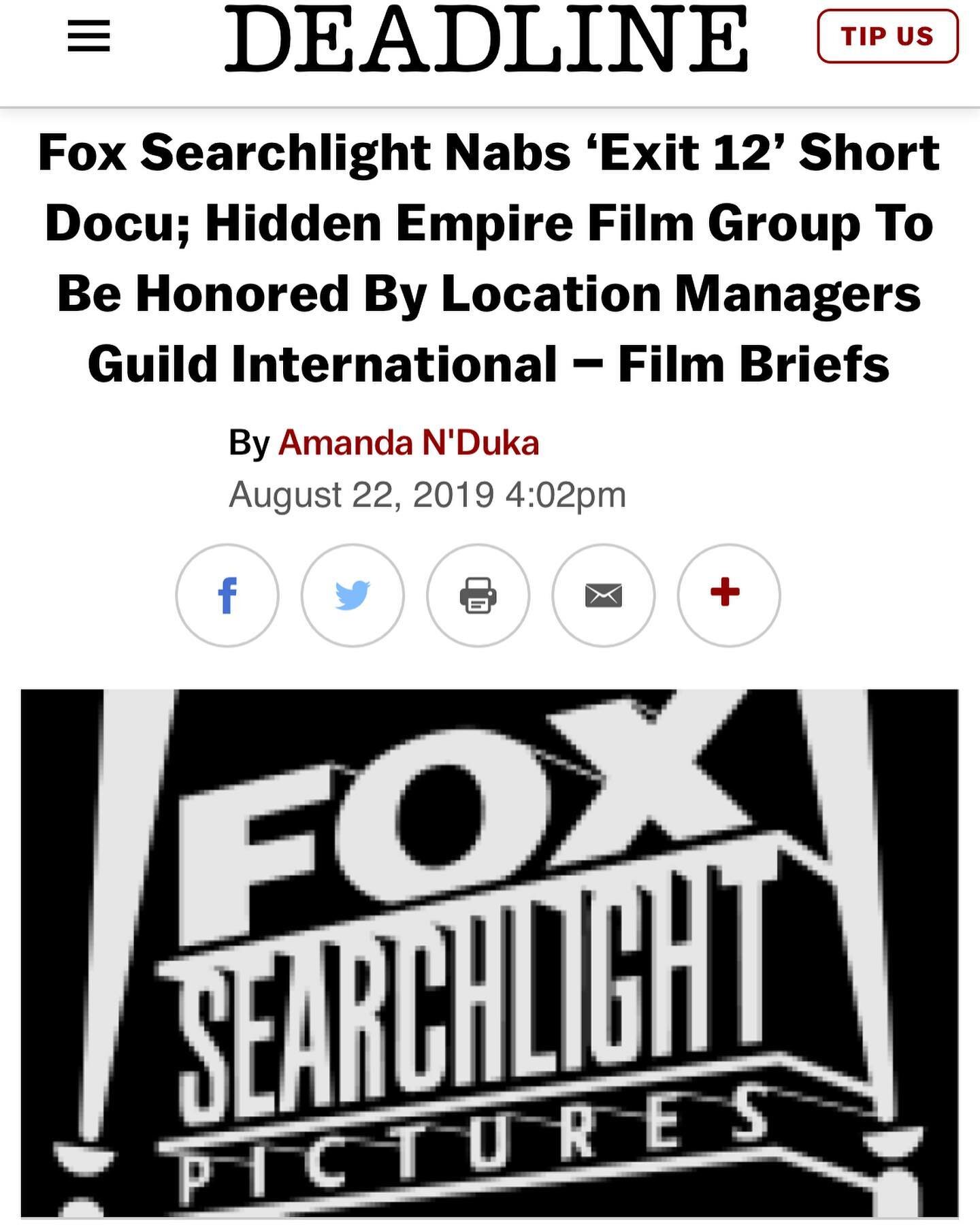 So so happy to announce Fox Searchlight is distributing &ldquo;Exit 12&rdquo;! It&rsquo;s now available on their &ldquo;Searchlight Shorts&rdquo; Facebook page and YouTube channel. If you haven&rsquo;t had a chance to check it out now&rsquo;s a great