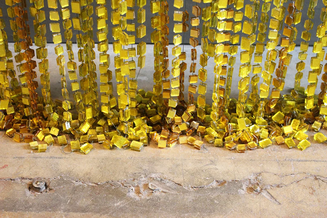Lightfall | Glass, steel. 78"h x 50"w x 8.5"d hoto by Keara Burton