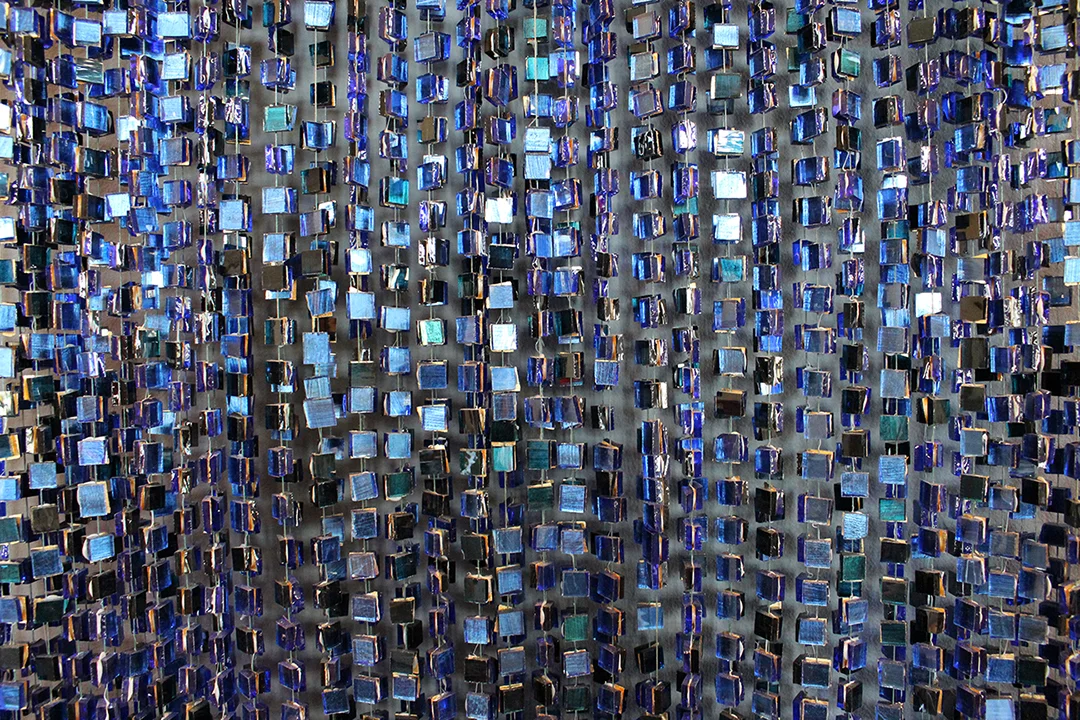 Nightfall | Glass, steel. 77"h x 50"w x 8.75"d hoto by Keara Burton