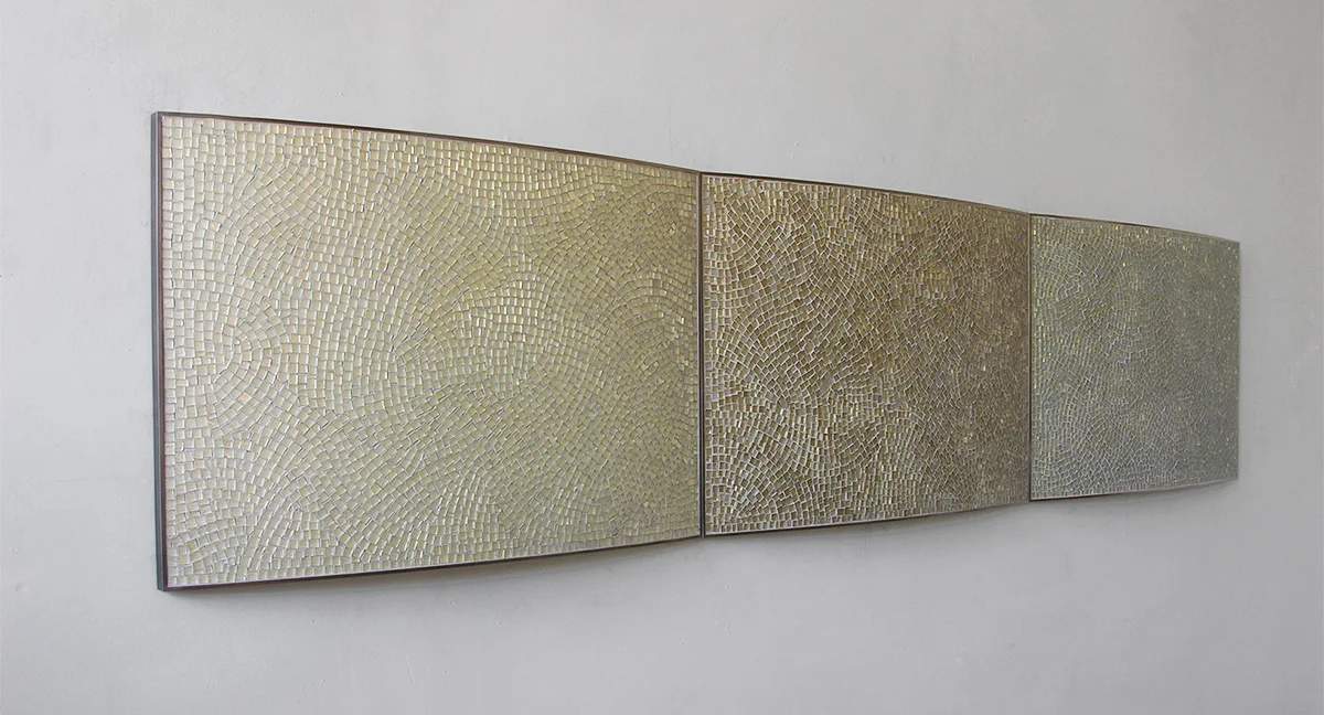 Morning | Glass, concrete, steel. 20"h x 90"w x 2.5" Photo by Lisa Jacoby