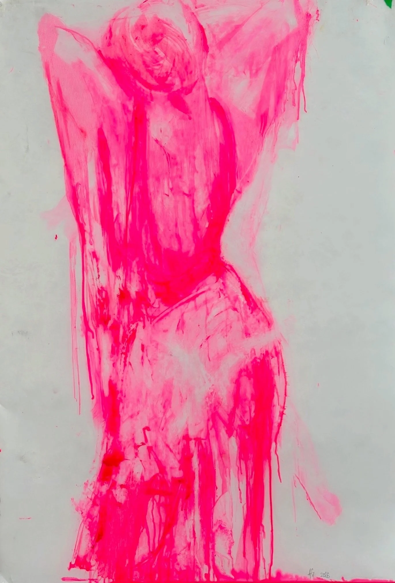 Angela Grossmann, Hot/Pink, 2026, Oil on mylar, 32 x 44 in.