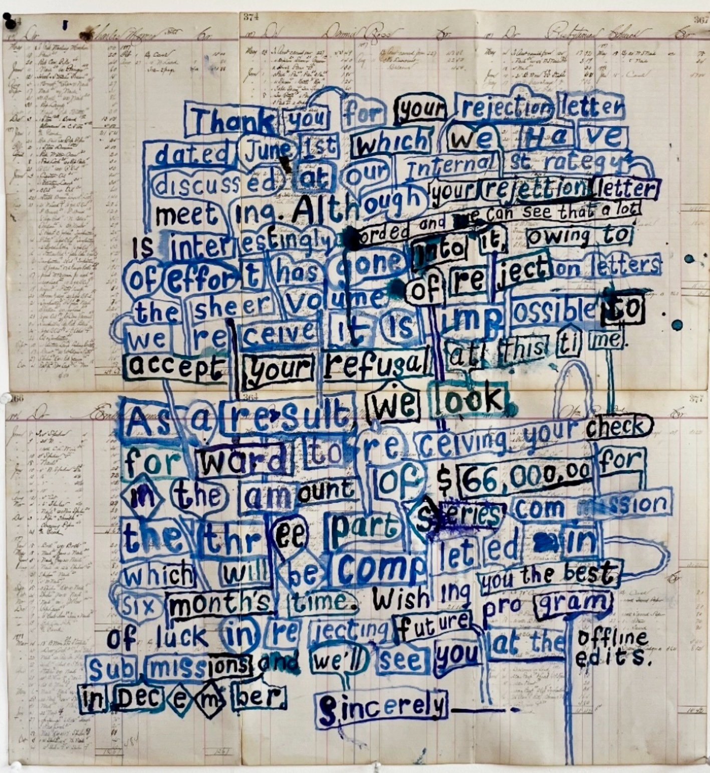 Graham Gillmore, Sincerely, 2026, Oil on vintage paper, 22 x 25 in. (unframed)