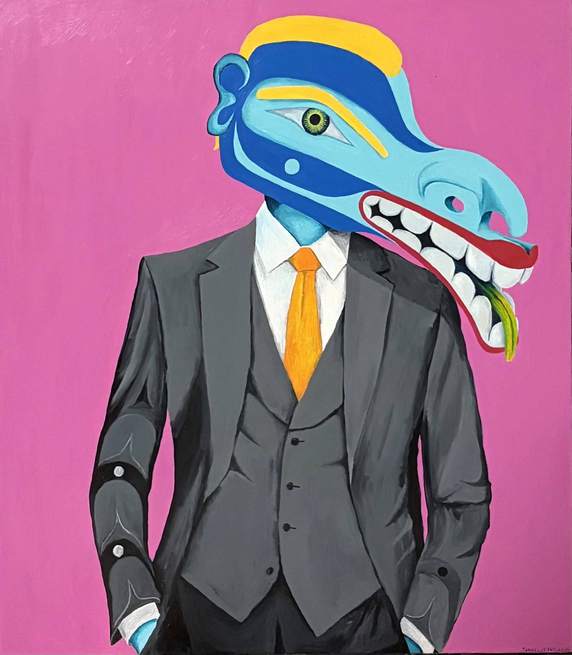 Lawrence Paul Yuxweluptun Lets’lo:tseltun, Untitled, 2026, Acrylic on canvas, 40 x 35 in.