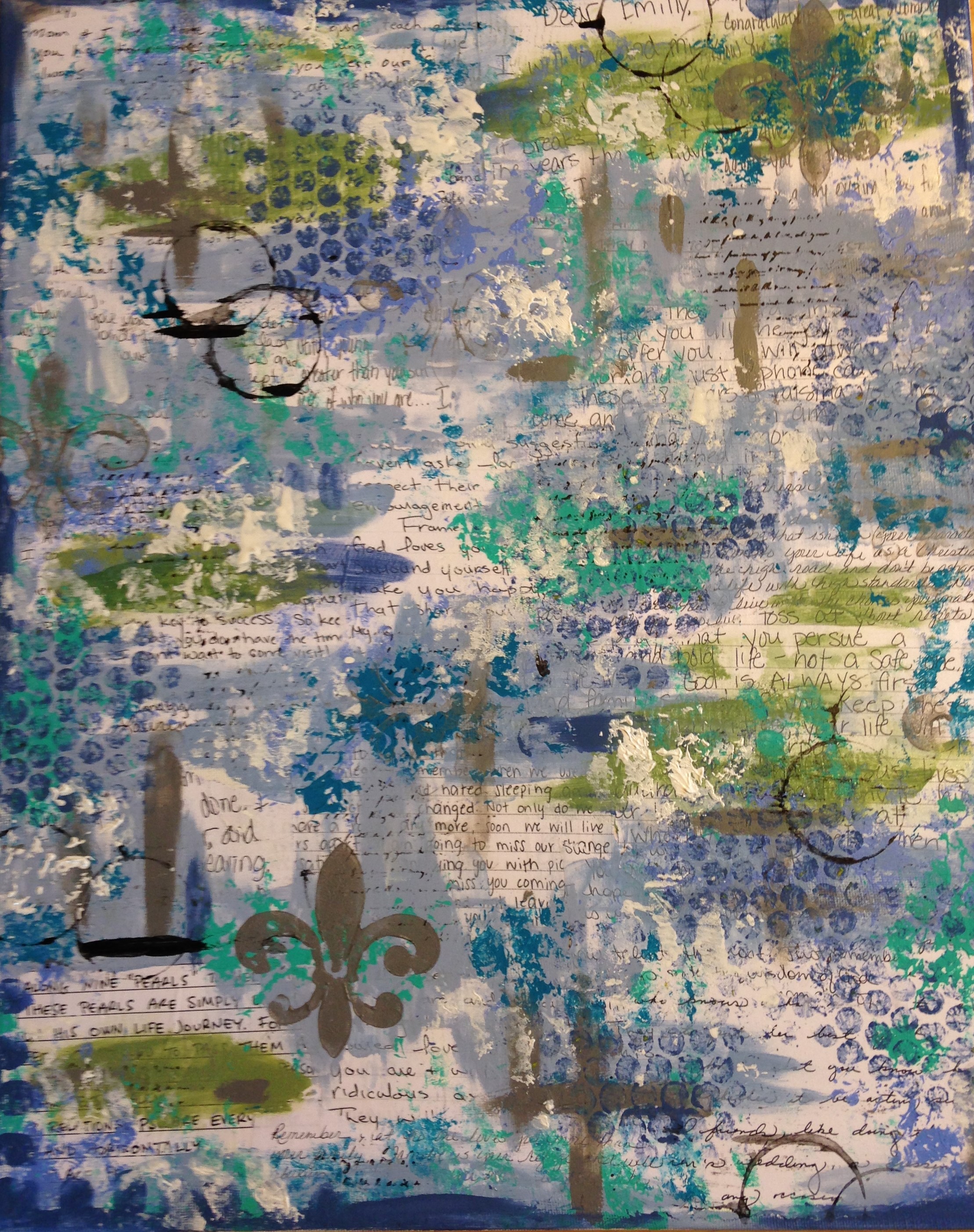 Layering of stamps and other textures.
