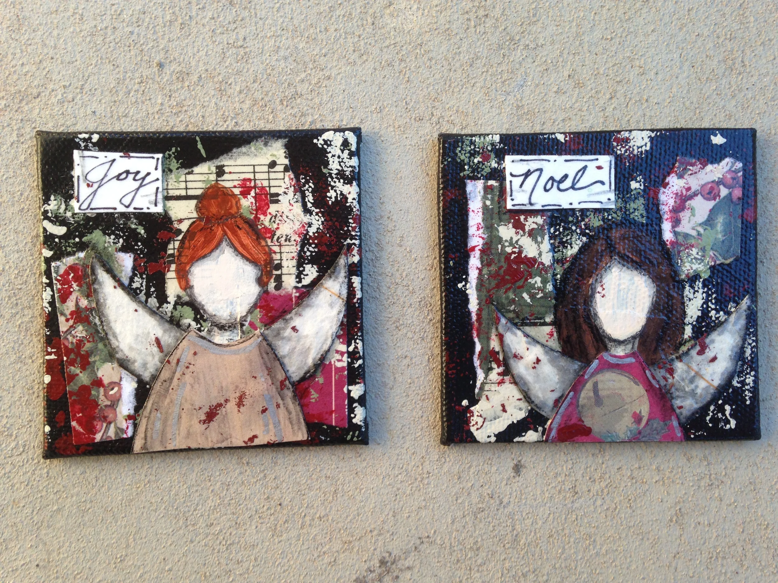 Mixed media on canvas board, 2" x 2" by Jennifer Snellings