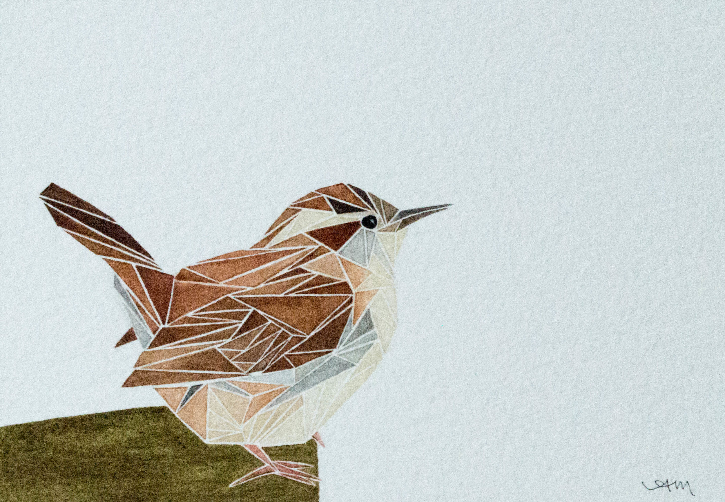 geometric carolina wren, watercolor on paper* 2014 -AVAILABLE-