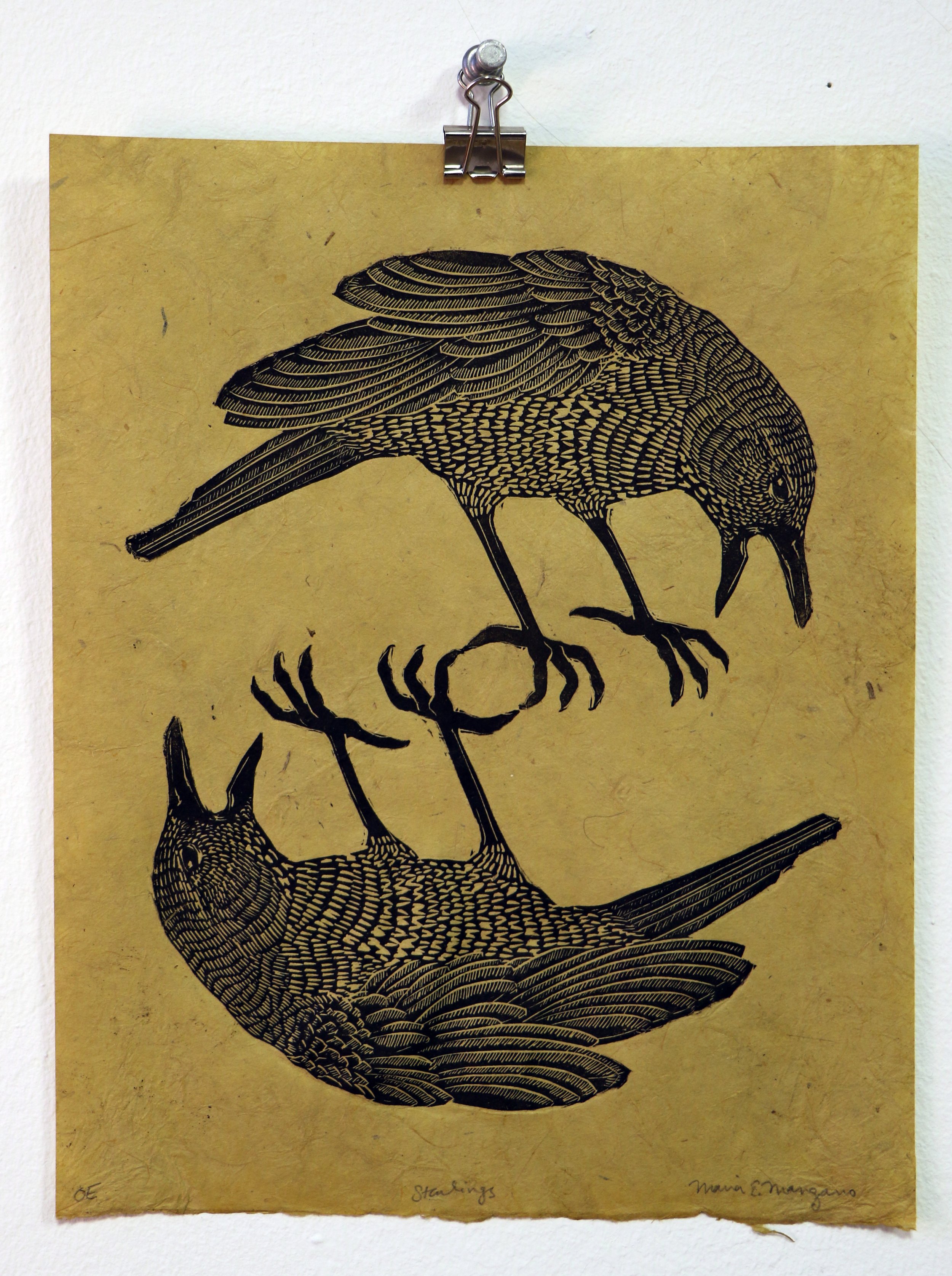  Starlings  Relief Print  9” x 12”  2009 