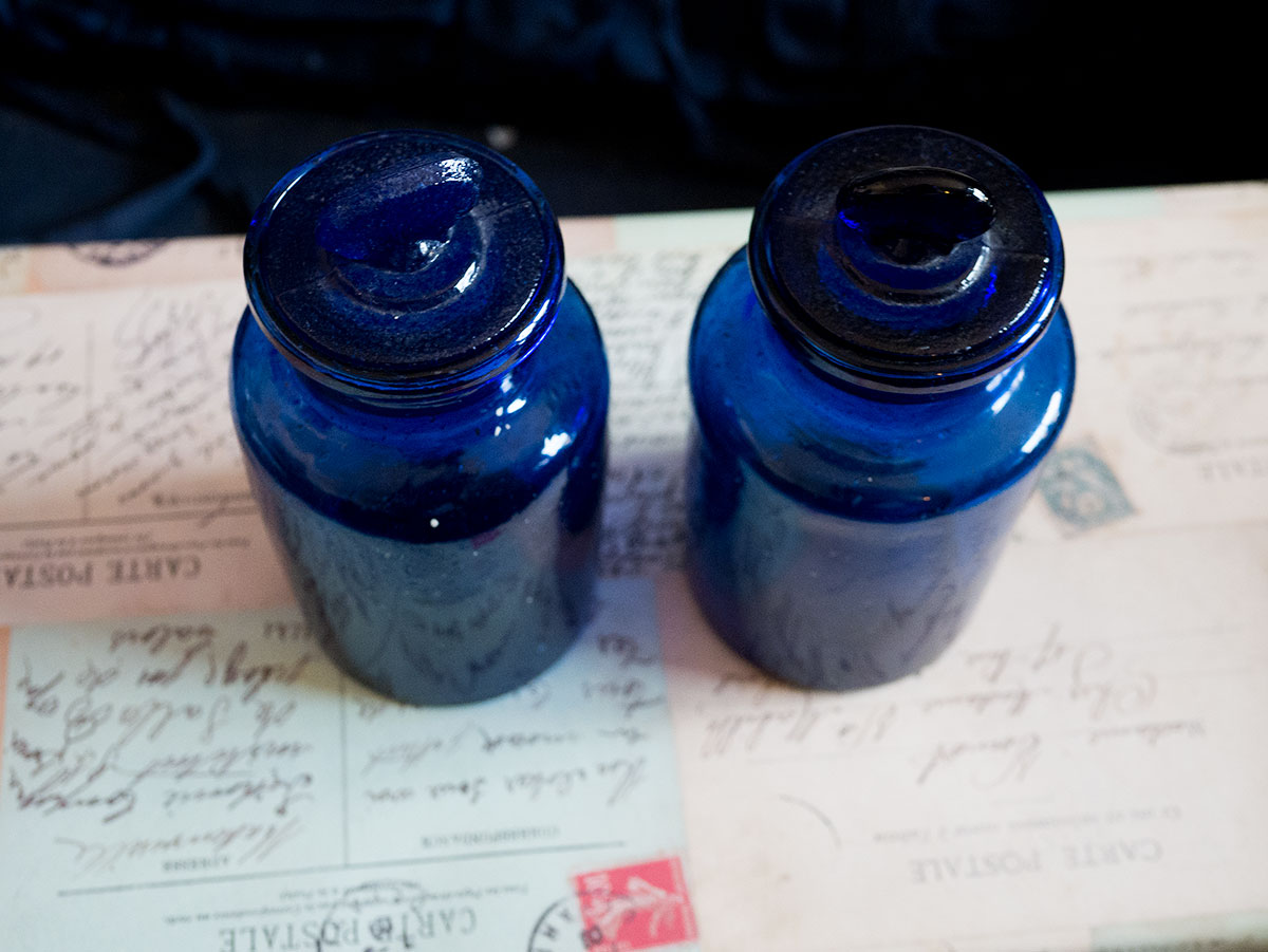 Vintage blue jars