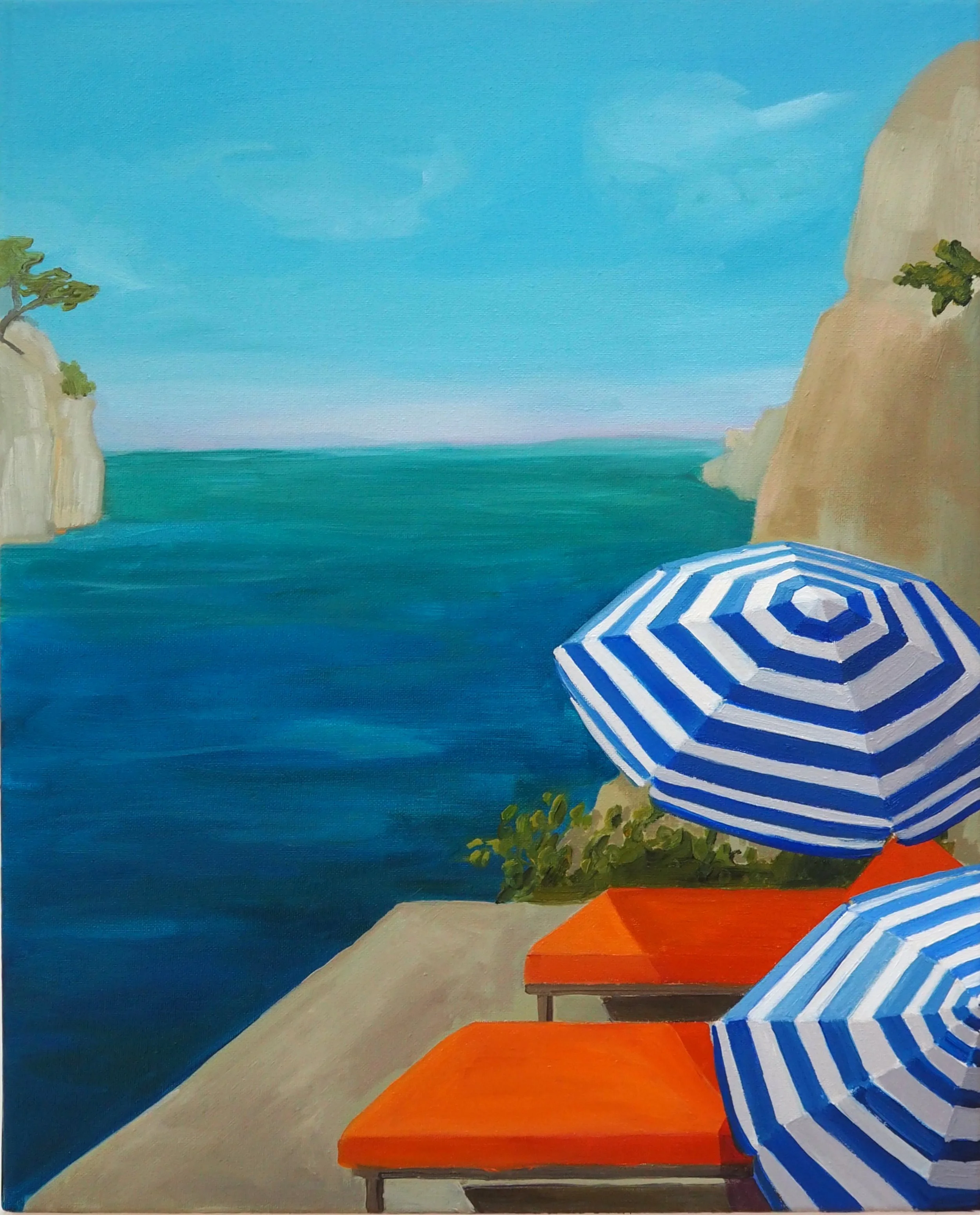 Cove with Striped Umbrellas