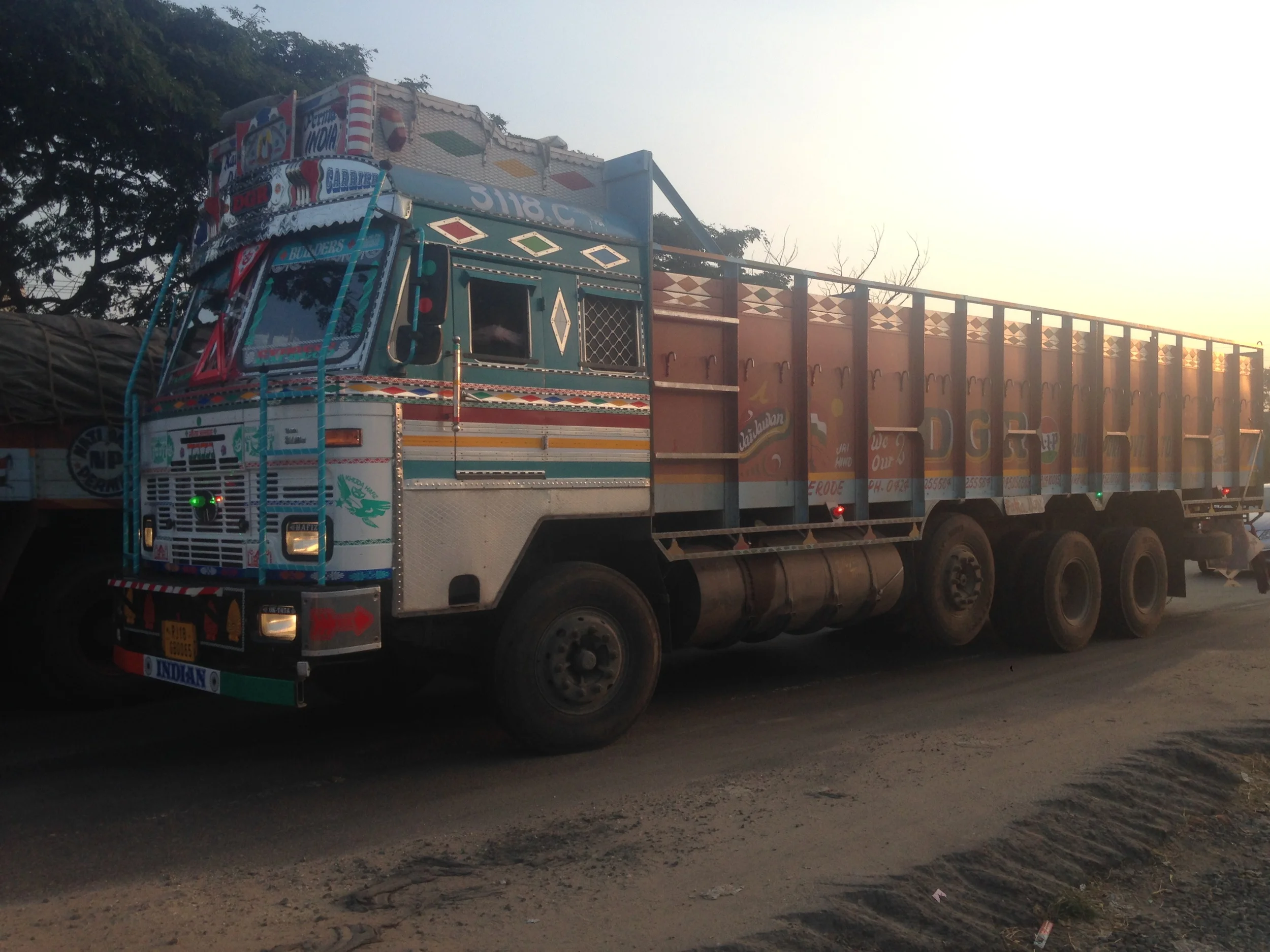 The colorful trucks of India.