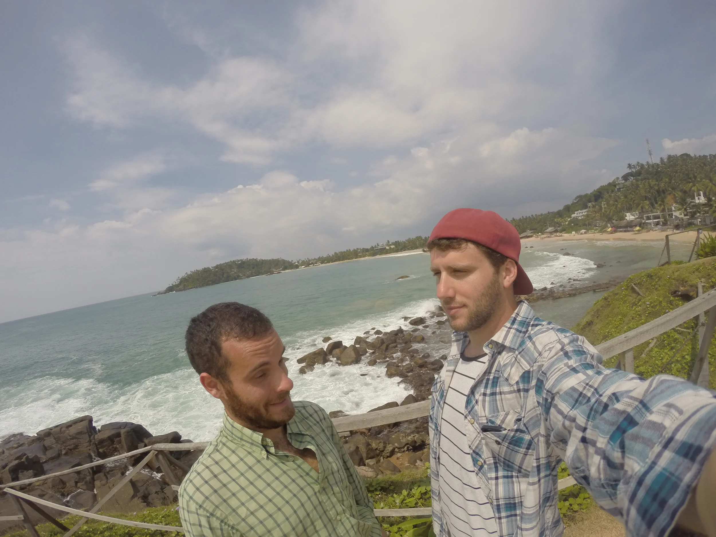 Sam and I perfecting our selfie photo with Mirissa Beach in the background.