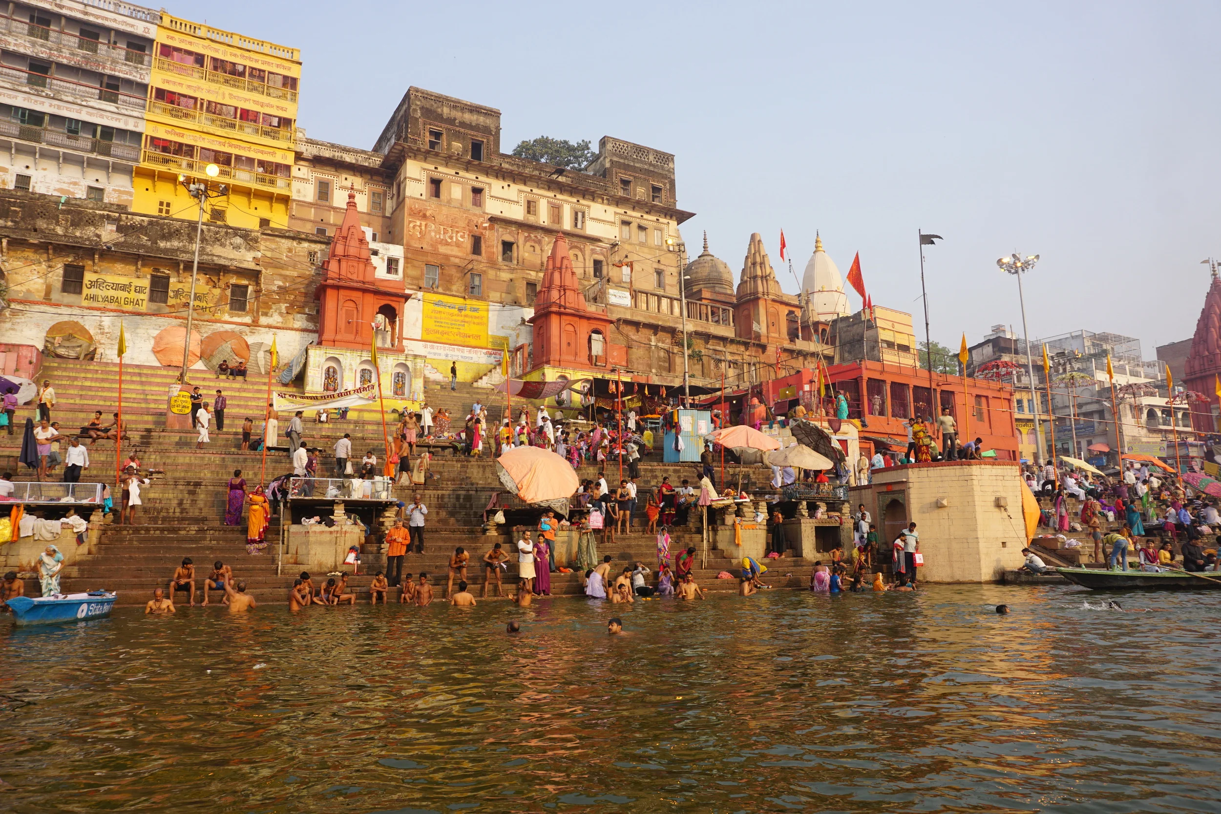 Bathing in the morning along the Ganges.
