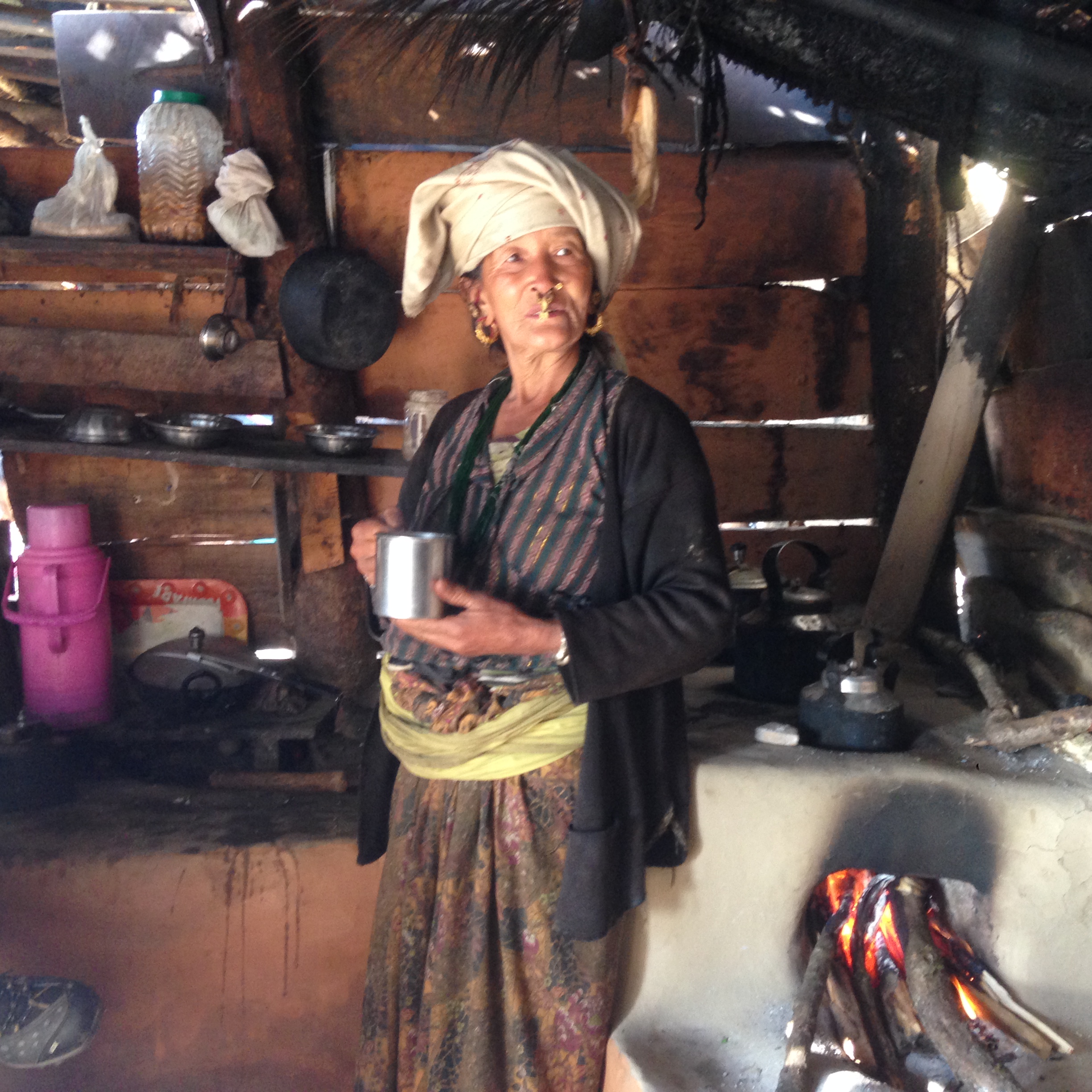  The wonderful woman at our first teahouse in Laikharka. 