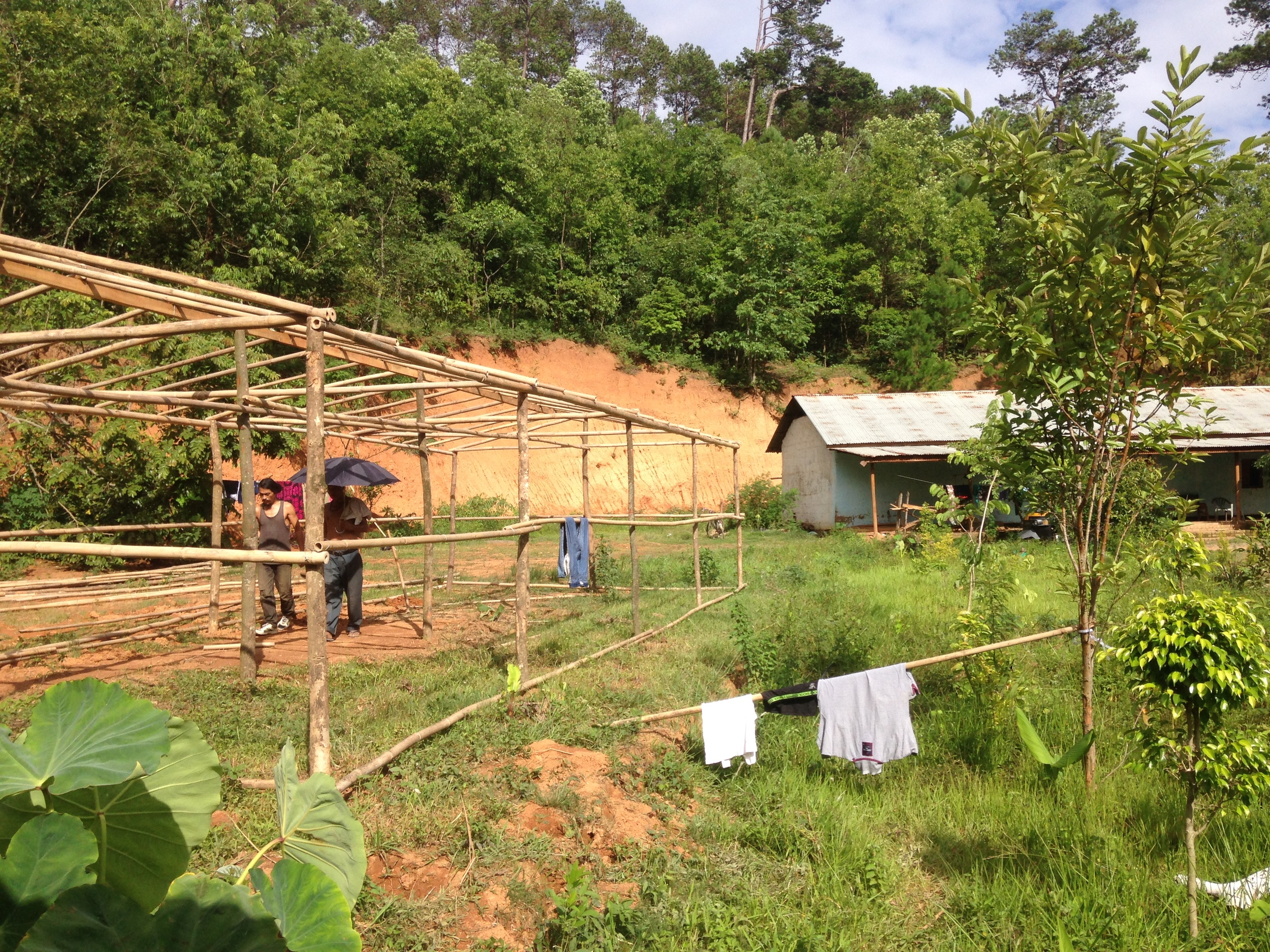 Constructing the greenhouse.